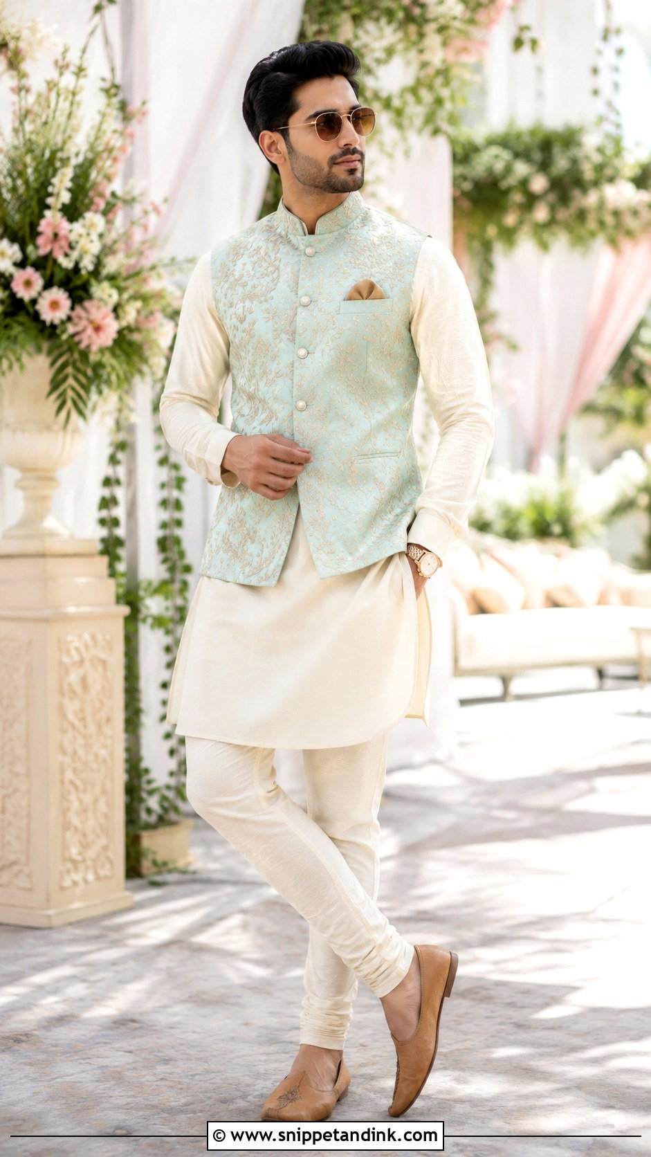 Pastel Nehru Jacket Brother Wedding Outfit - Snippet and Ink - 20 Brother Outfit for Sister Wedding Ideas