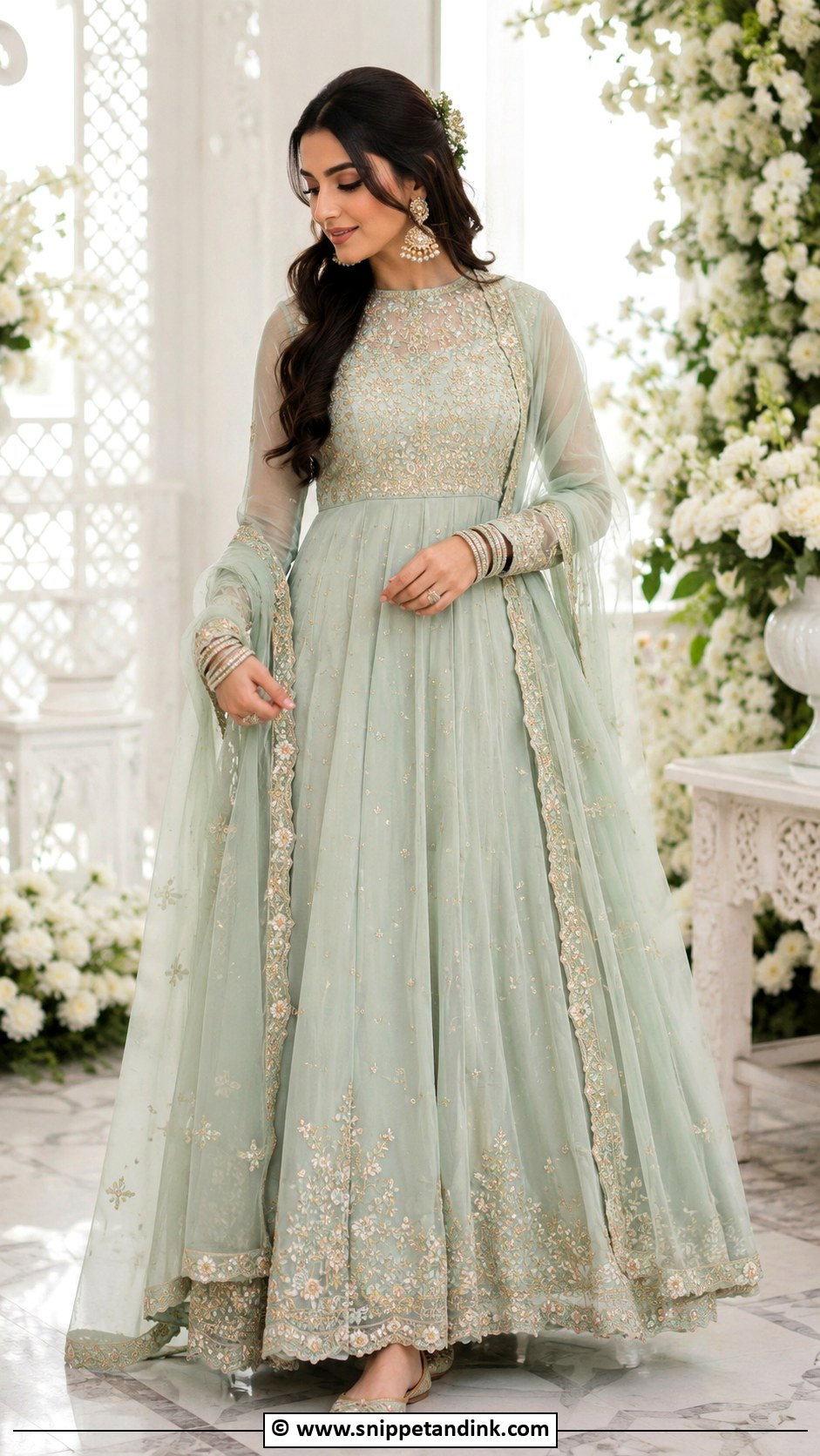 Pastel Nikkah Pishwas With Dupatta - Snippet and Ink - 30 Nikkah Look Ideas