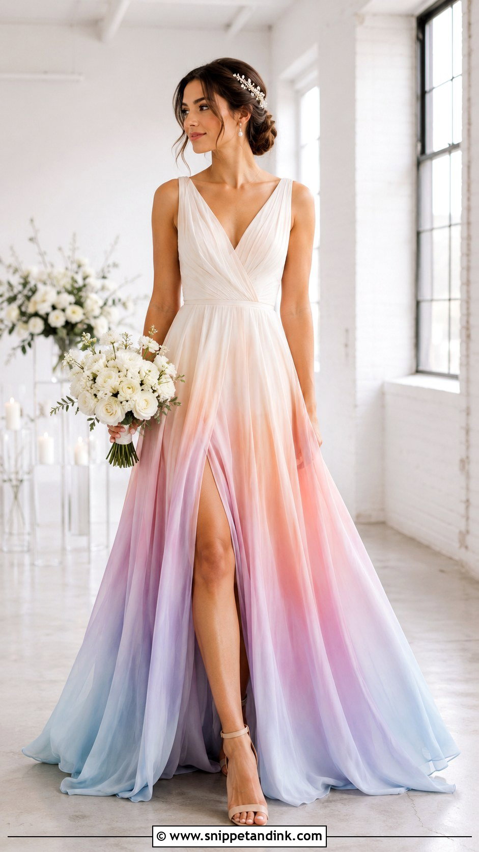 Pastel Ombre Hand Painted Wedding Dress - Snippet and Ink - 20 Hand Painted Wedding Dress Ideas