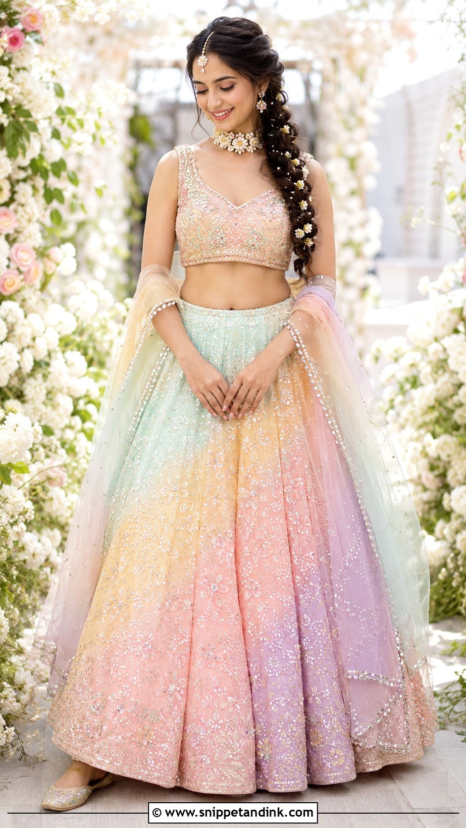Pastel Ombre Lehenga For Mehendi - Snippet and Ink - 20 Mehendi Function Outfit Brides Ideas