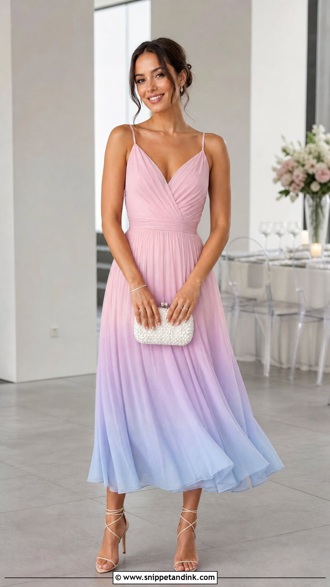 Pastel Ombre Midi Dress Outfit - Snippet and Ink - 20 Pastel Bachelorette Outfits