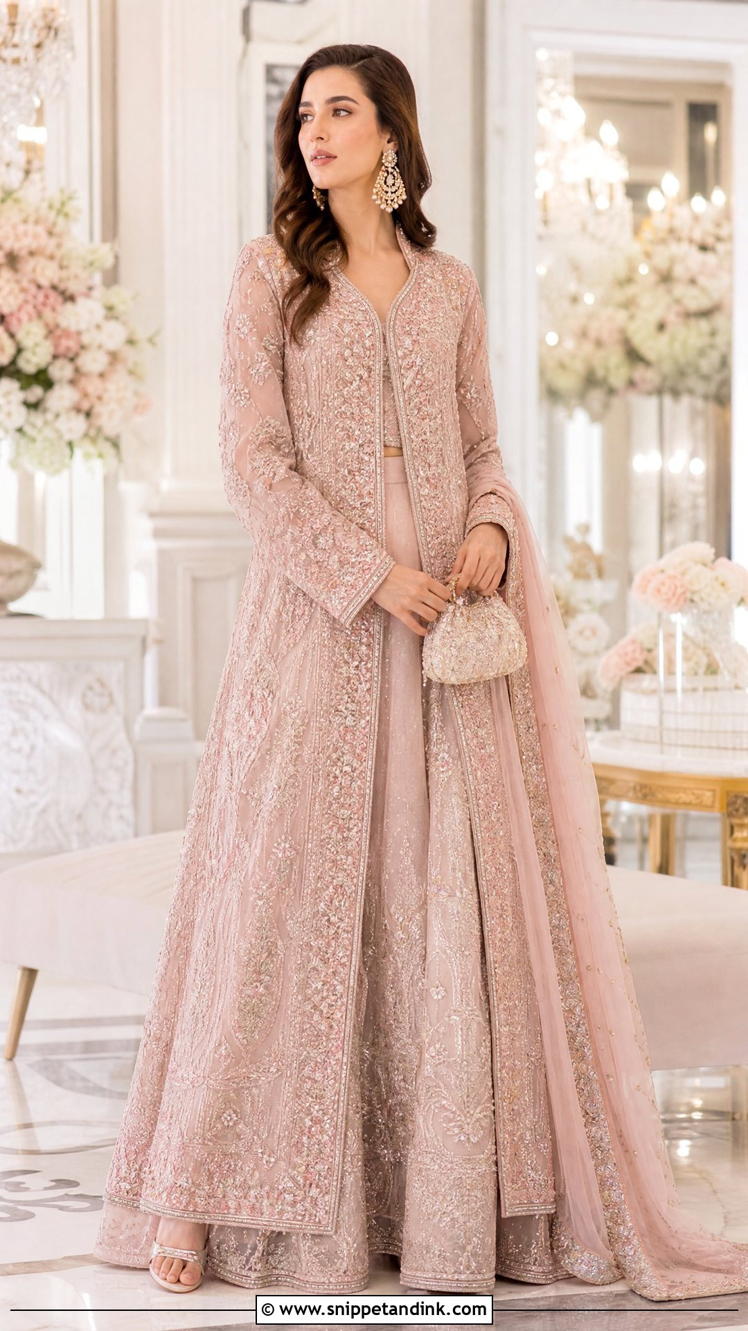 Pastel Open Gown Walima Dress - Snippet and Ink - 25 Walima Bride Dresses