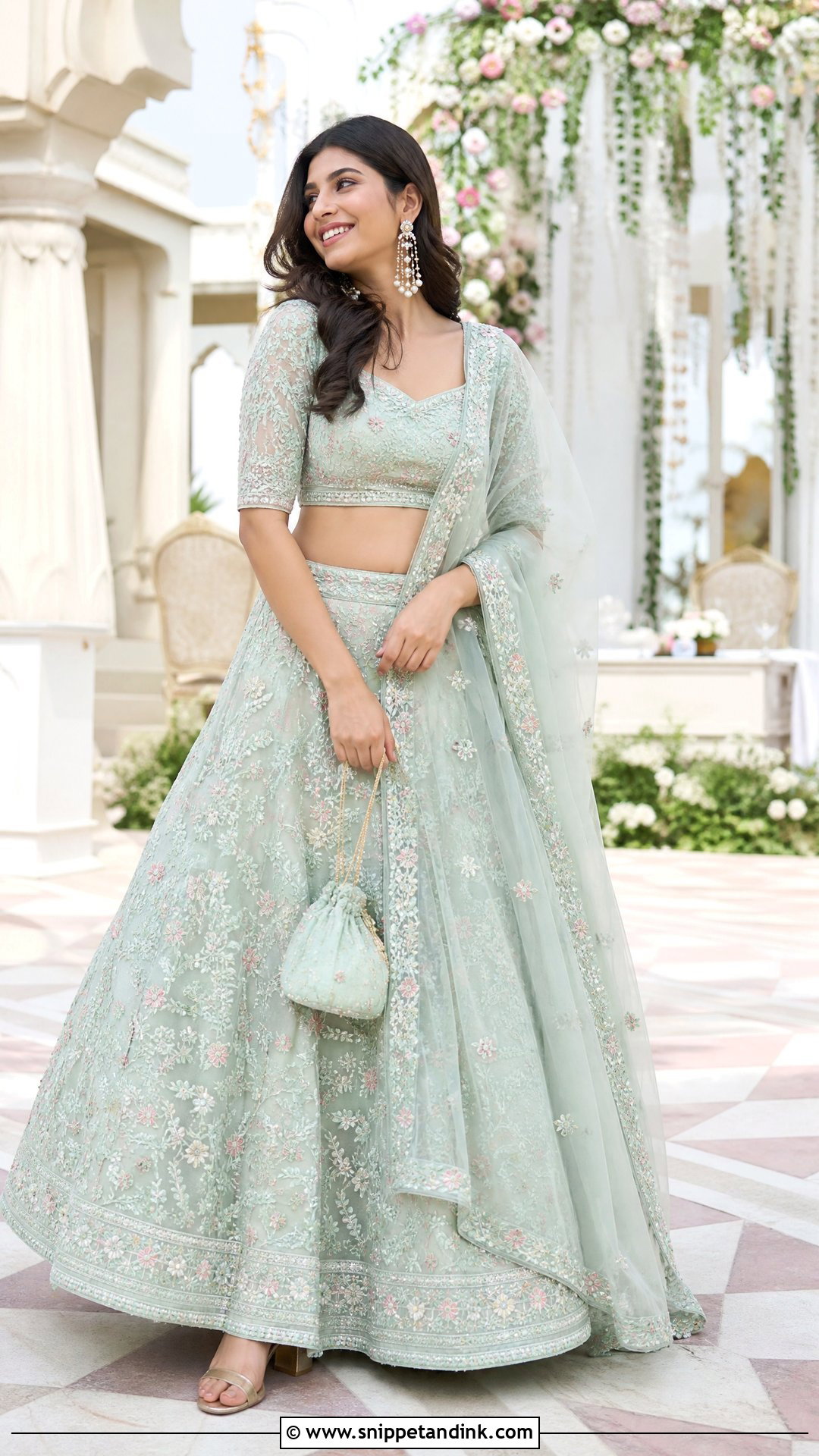 Pastel Organza Lehenga For A Summer Indian Wedding - Snippet and Ink - 20 Summer Indian Wedding Outfit Ideas