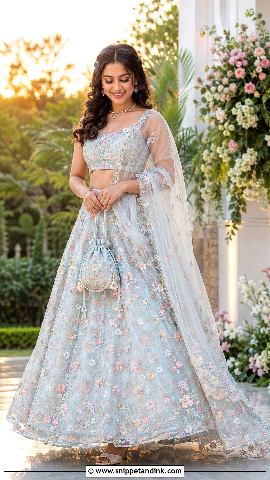 Pastel Organza Lehenga For Engagement - Snippet and Ink - 20 Indian Pre Wedding Dress Ideas