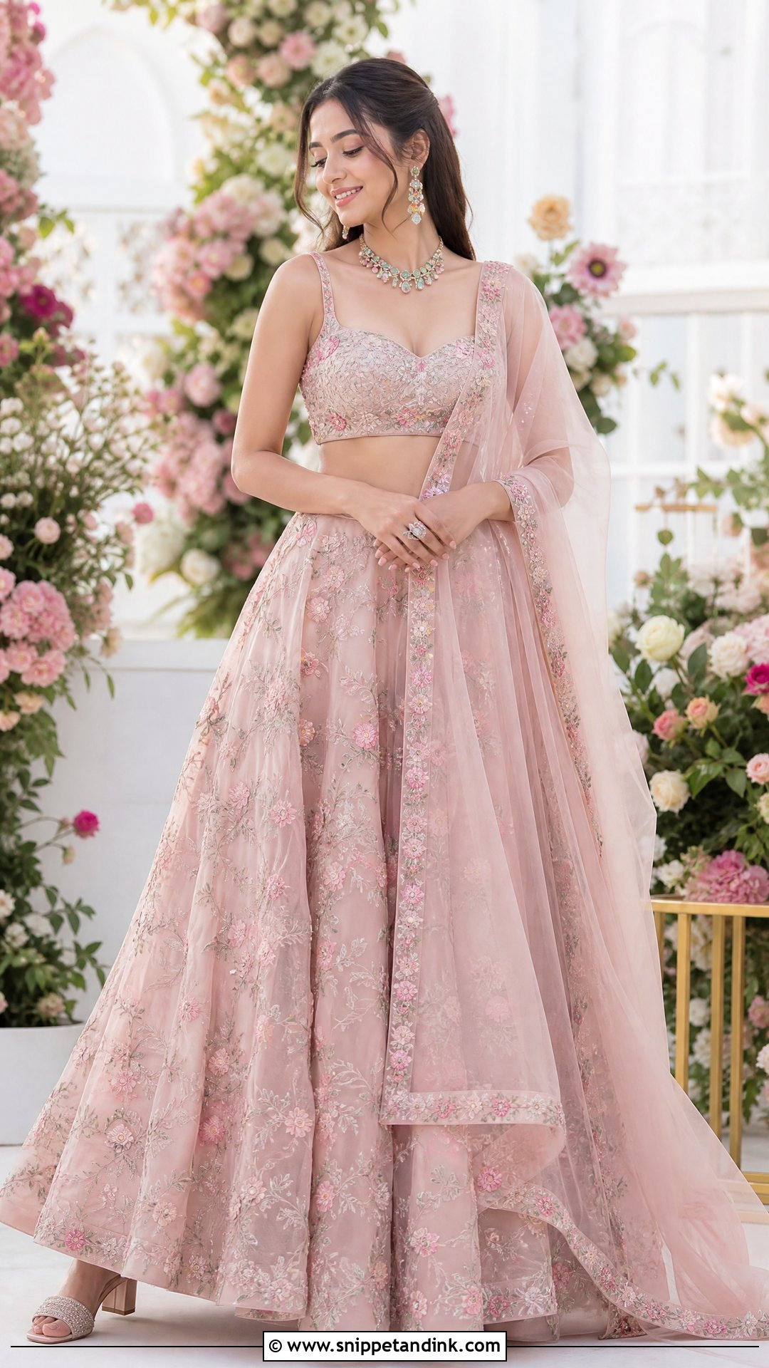 Pastel Organza Lehenga For Engagement - Snippet and Ink - 20 Indian Pre Wedding Outfit Ideas