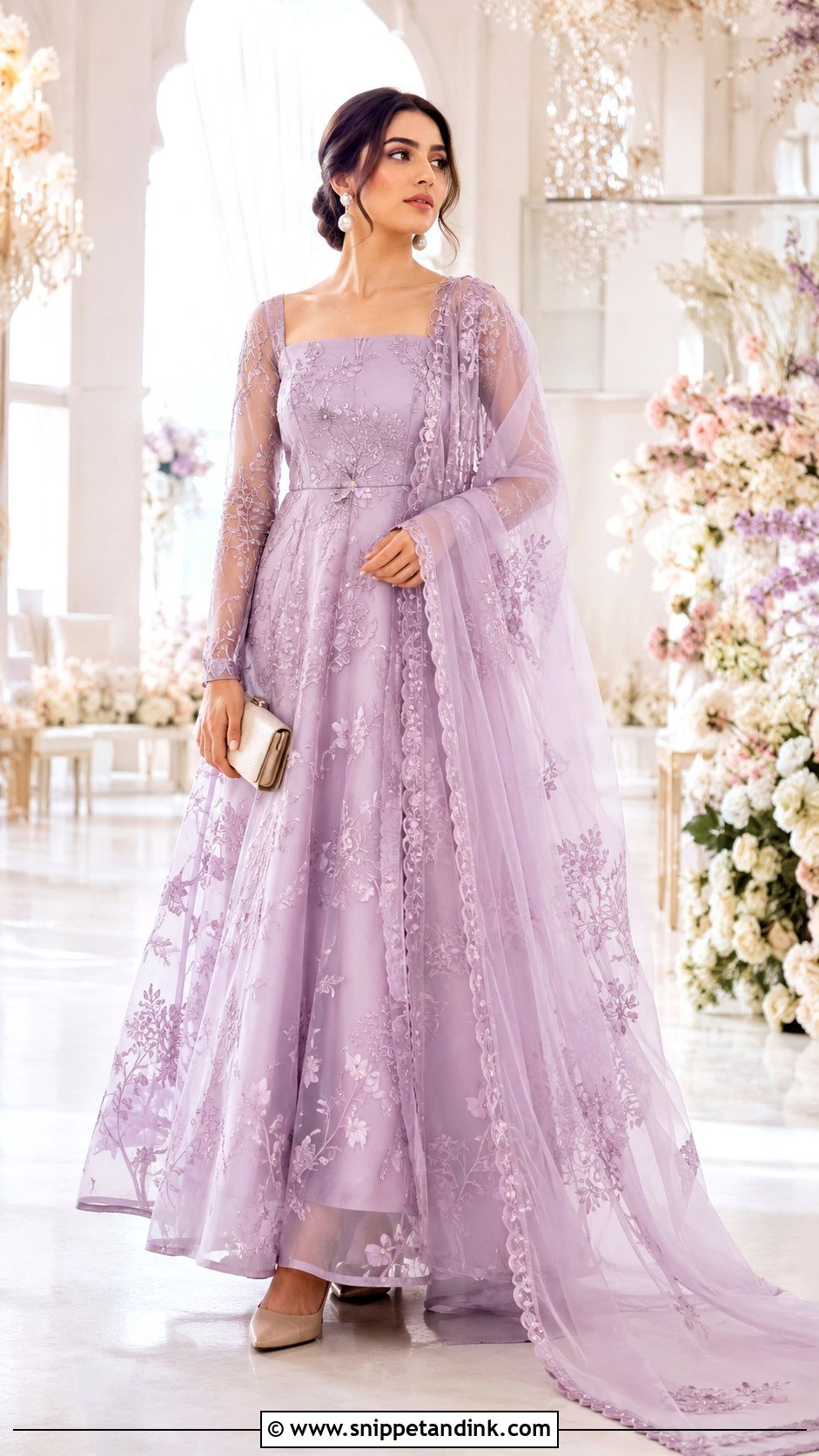 Pastel Organza Long Frock for Wedding - Snippet and Ink - 20 Long Frock for Wedding Ideas