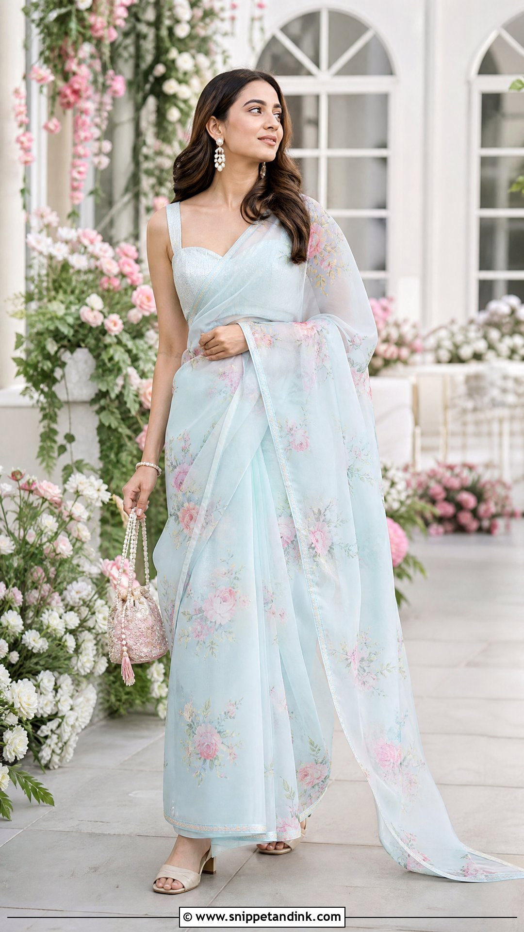 Pastel Organza Saree For Day Marriage Function - Snippet and Ink - 25 Marriage Function Dress Ideas