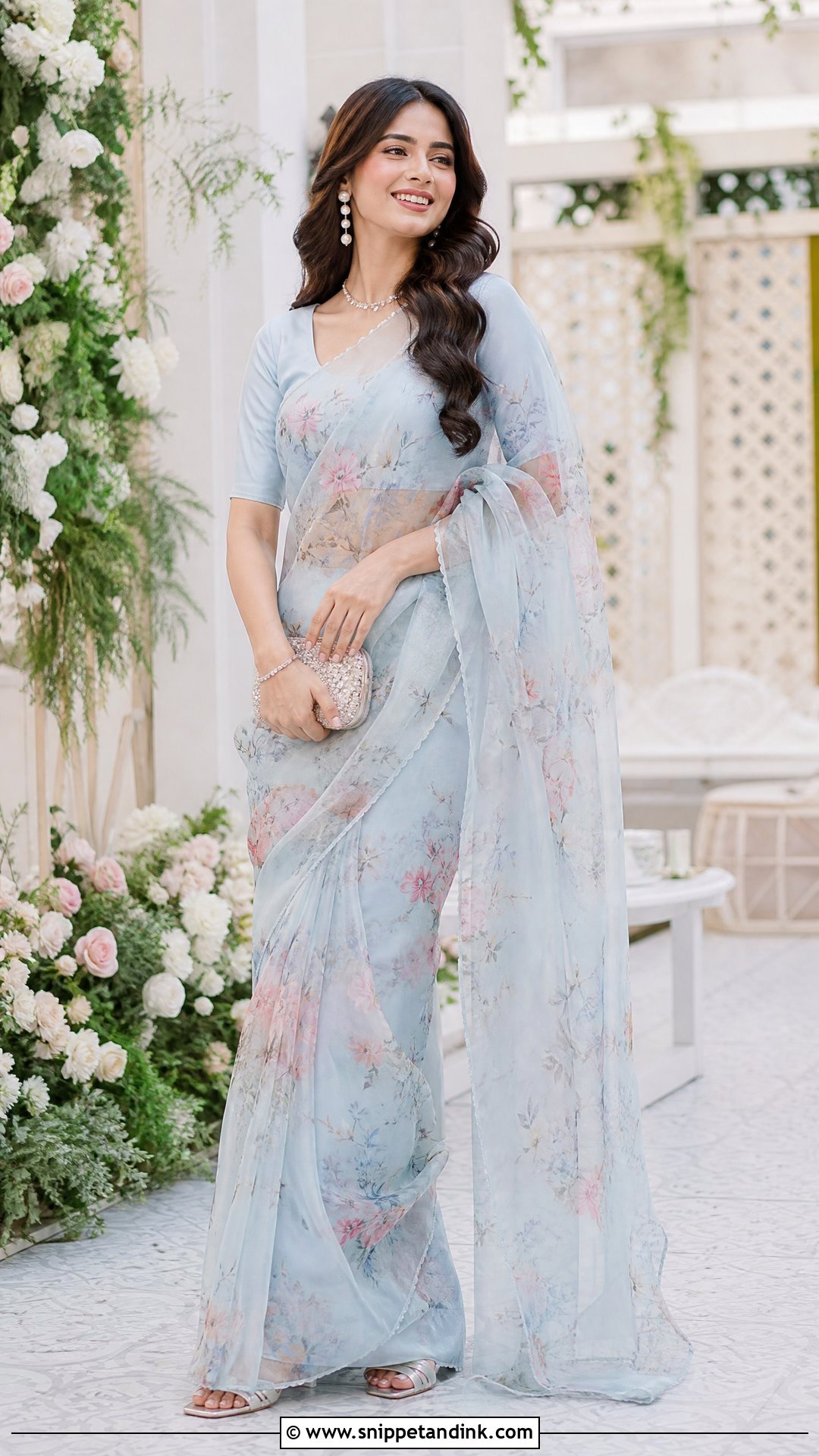 Pastel Organza Saree for Sagan - Snippet and Ink - 20 Sagan Outfits for Bride