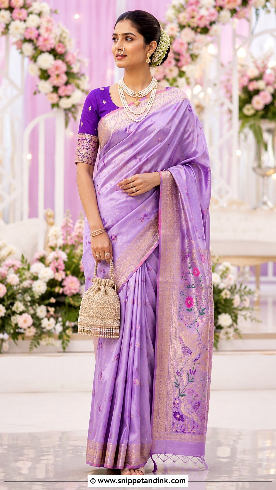 Pastel Paithani Reception Outfit - Snippet and Ink - 20 Maharatrian Wedding Outfit Ideas