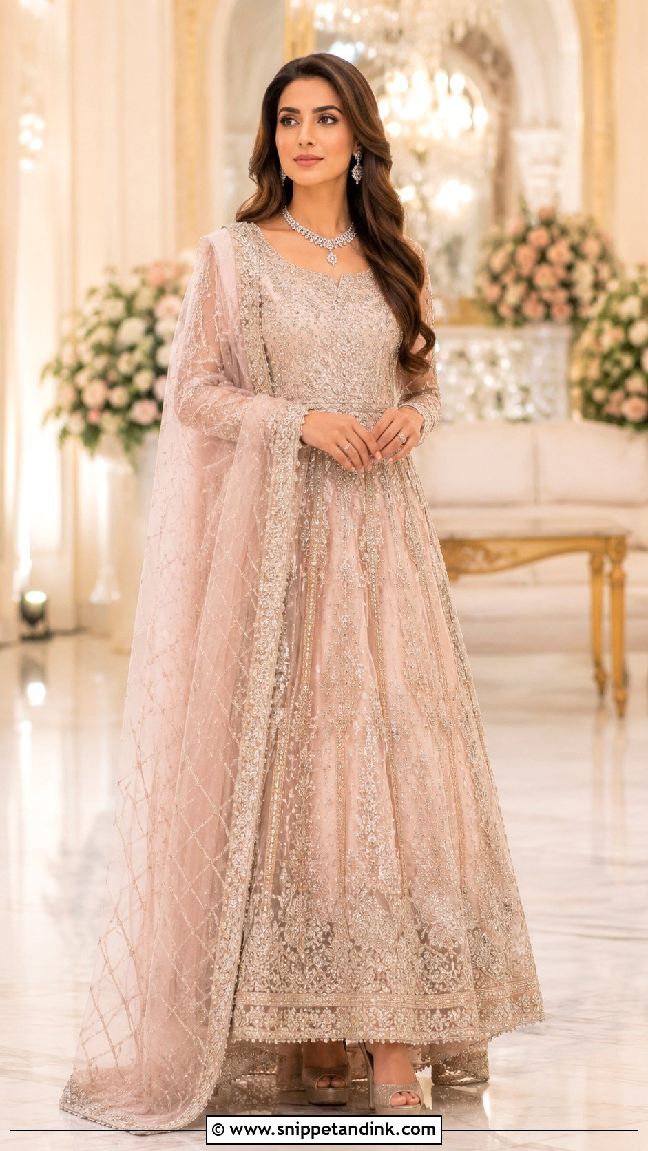 Pastel Pakistani Walima Gown - Snippet and Ink - 30 Pakistani Bridal Look Ideas