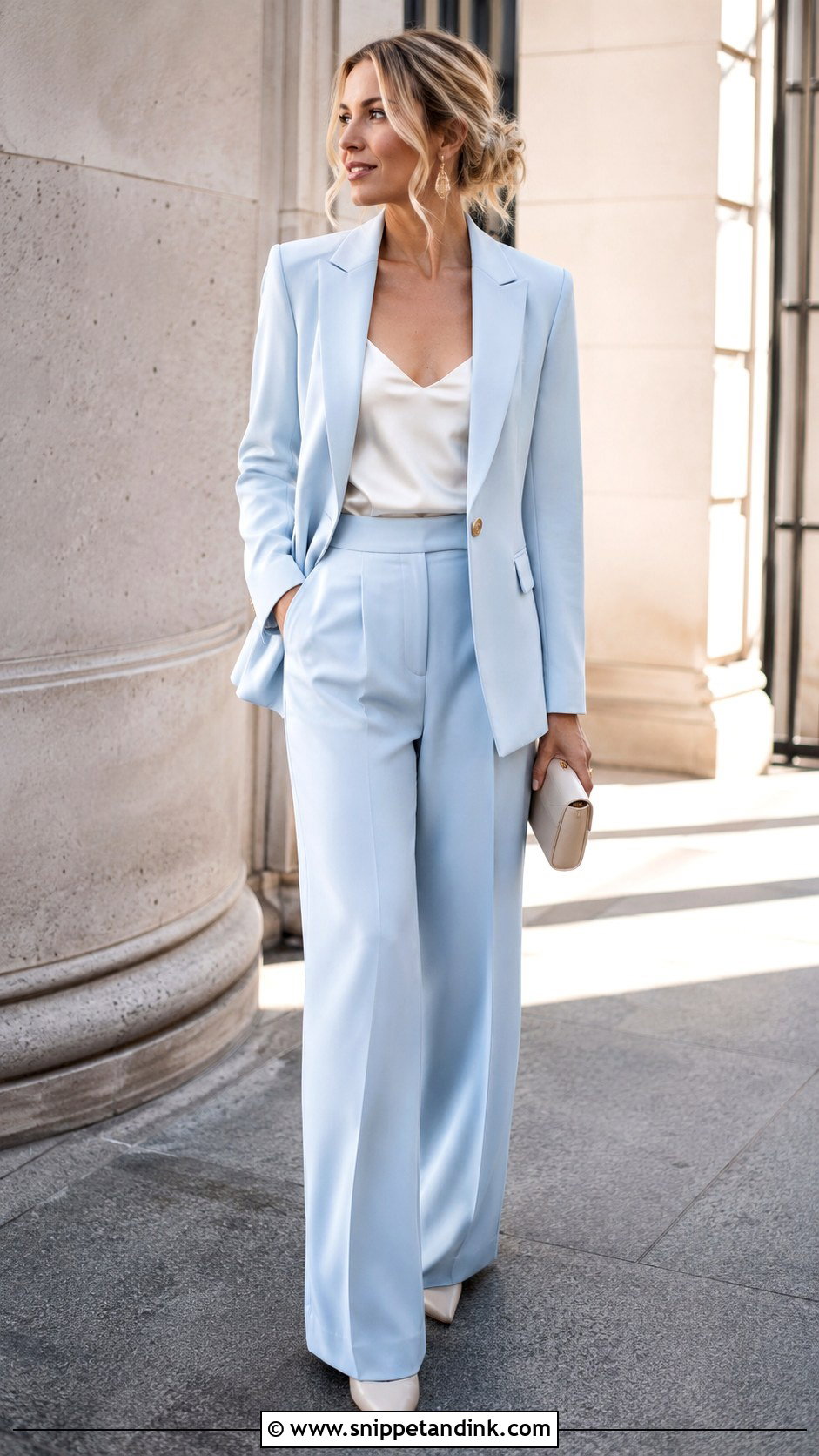Pastel Pantsuit For Spring Wedding - Snippet and Ink - 25 Spring Wedding Outfit Ideas