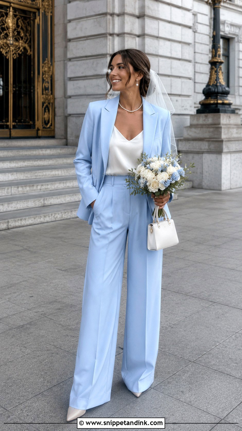 Pastel Pantsuit Legal Wedding Bride Outfit - Snippet and Ink - 20 Legal Wedding Outfit Bride Ideas