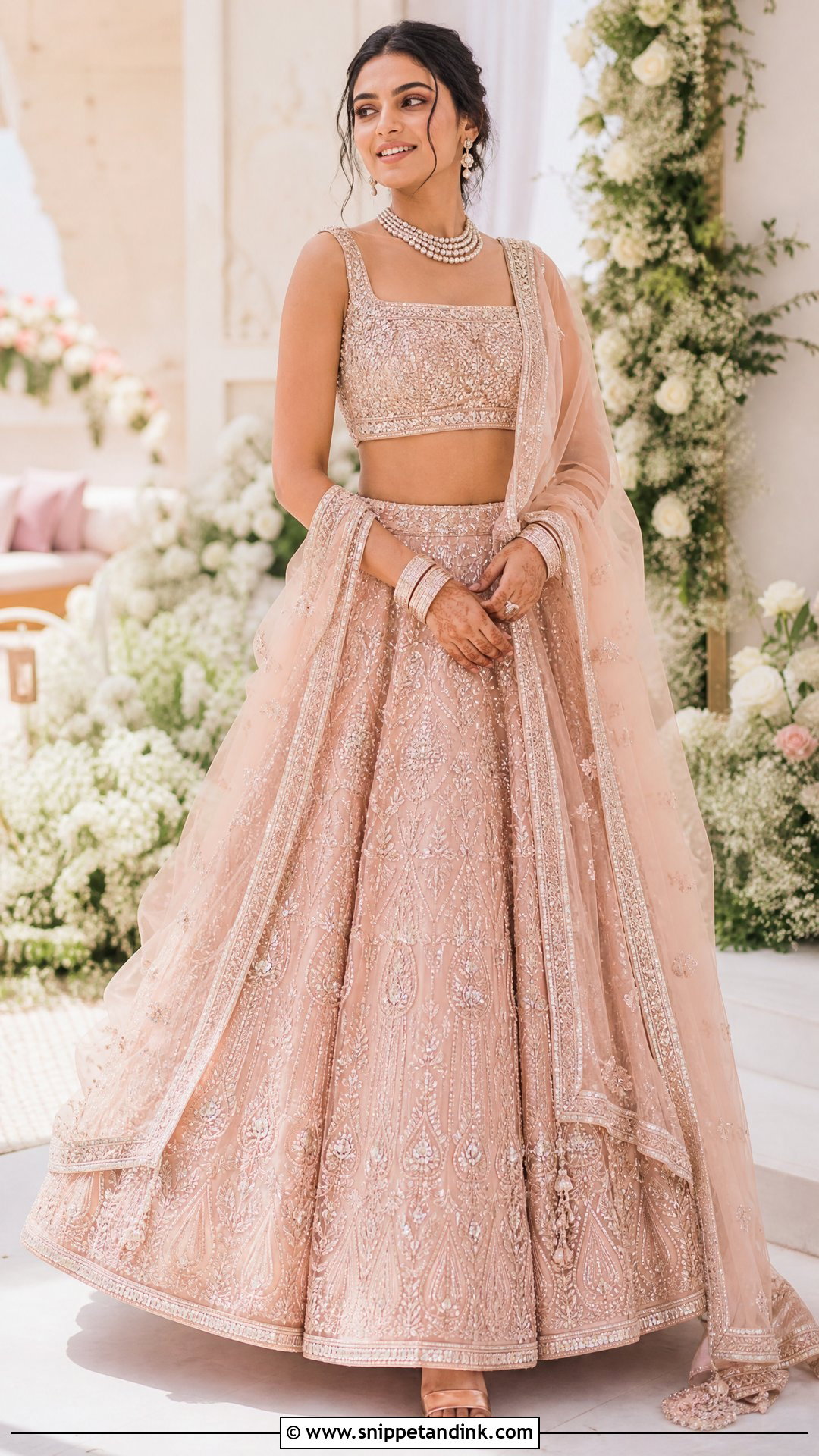 Pastel Peach Indian Bridal Lehenga - Snippet and Ink - 20 Indian Bride Wedding Dress Ideas