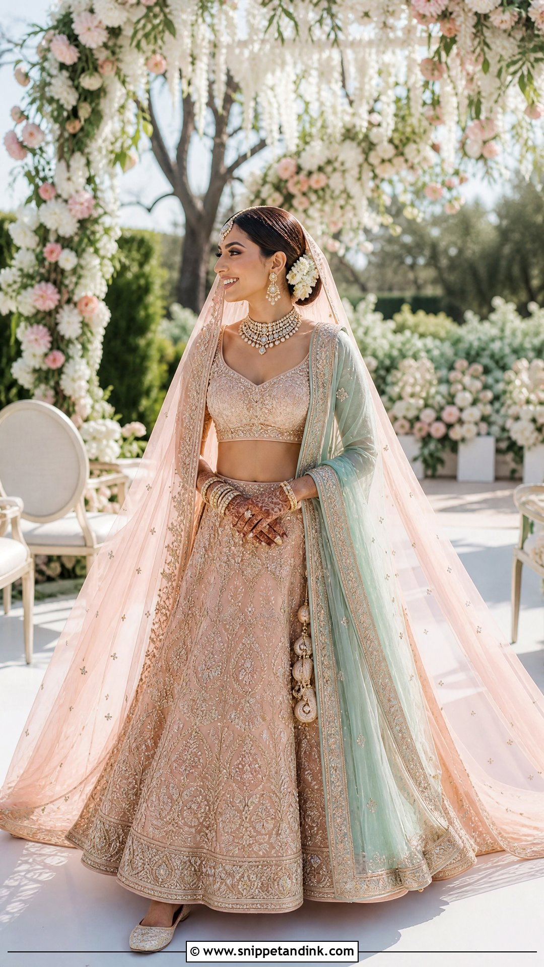 Pastel Peach Lehenga for Phera - Snippet and Ink - 20 Phera Outfit Bride Ideas