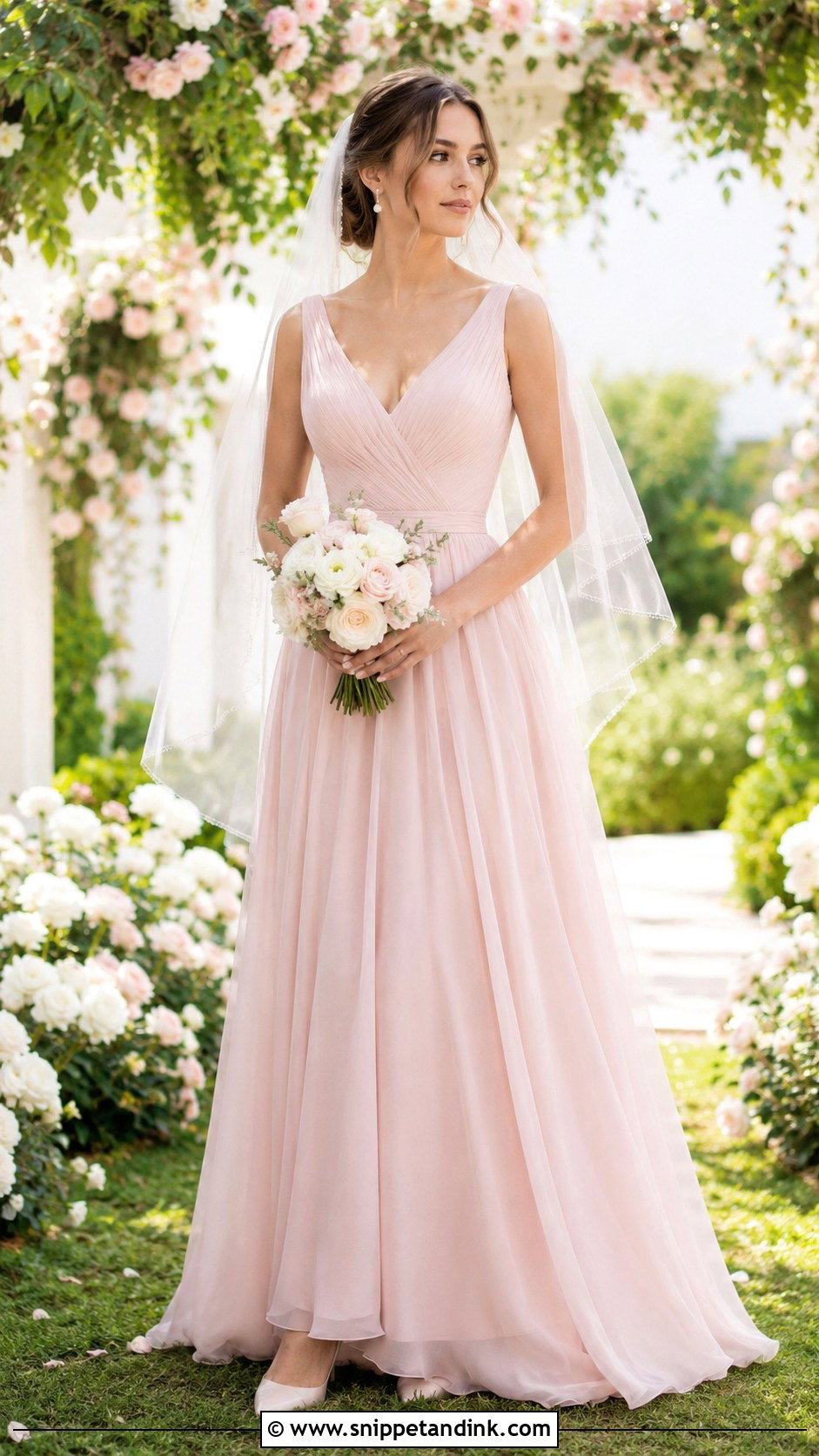 Pastel Pink A Line Wedding Dress - Snippet and Ink - 20 Pastel Pink Wedding Dress Ideas