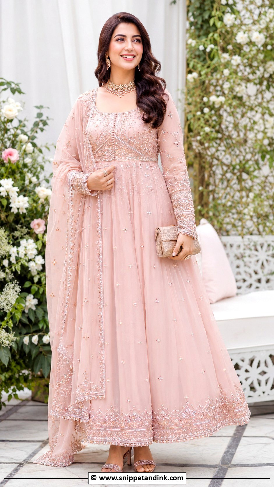 Pastel Pink Anarkali Wedding Suit - Snippet and Ink - 25 Heavy Anarkali Wedding Suits