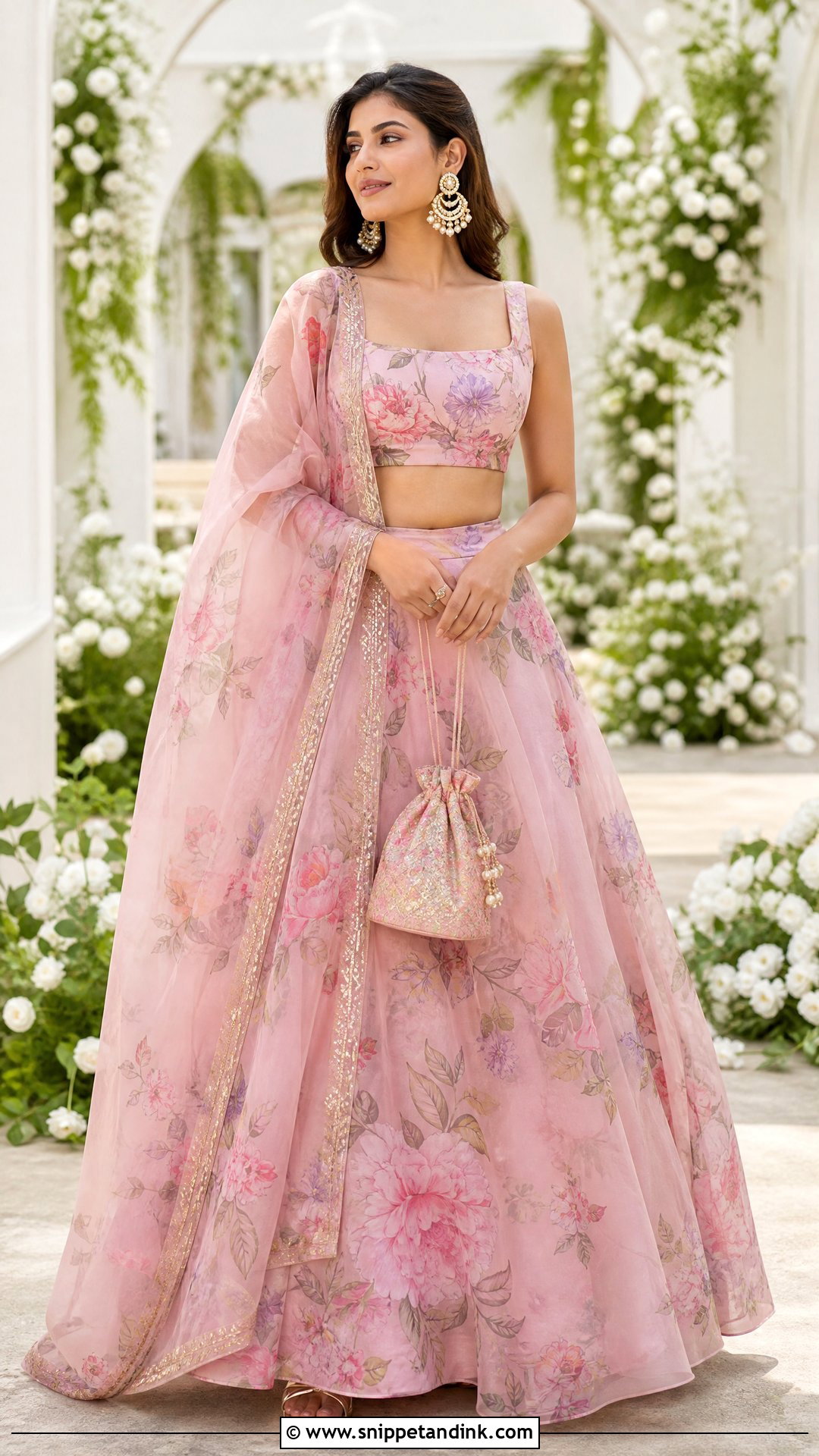 Pastel Pink Floral Lehenga - Snippet and Ink - 20 Pastel Indian Wedding Dress Ideas