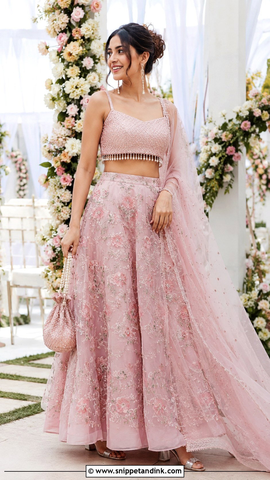 Pastel Pink Floral Lehenga - Snippet and Ink - 20 Indian Weddings Lehnga Designs
