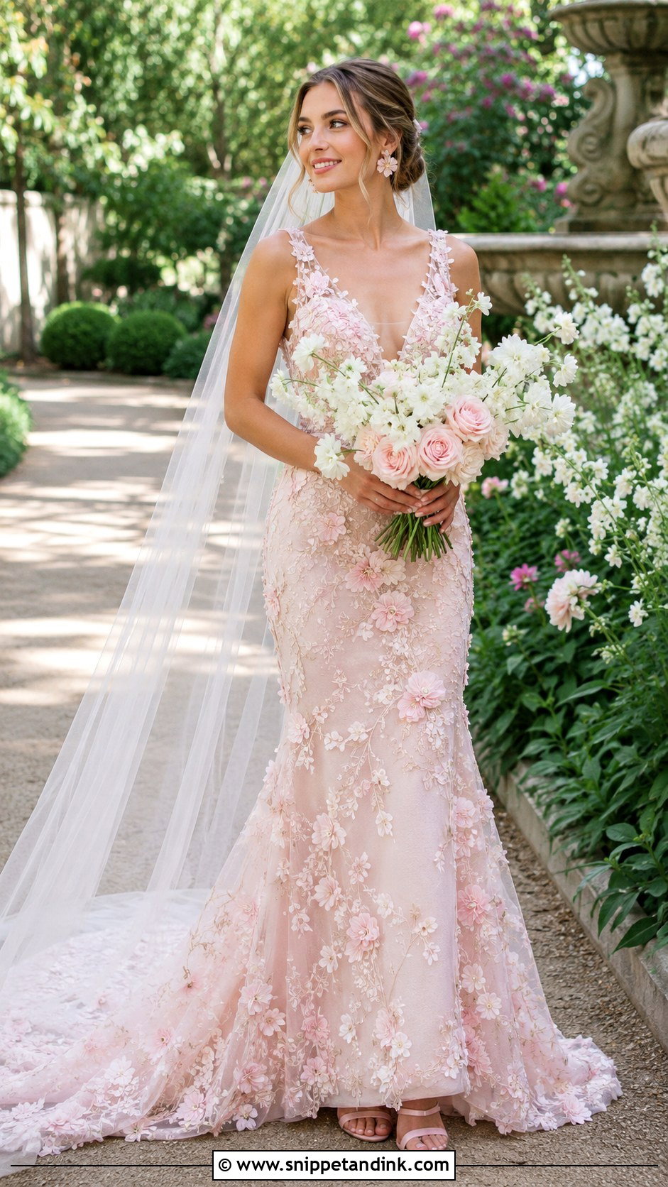 Pastel Pink Floral Wedding Dress - Snippet and Ink - 20 Pastel Pink Wedding Dress Ideas