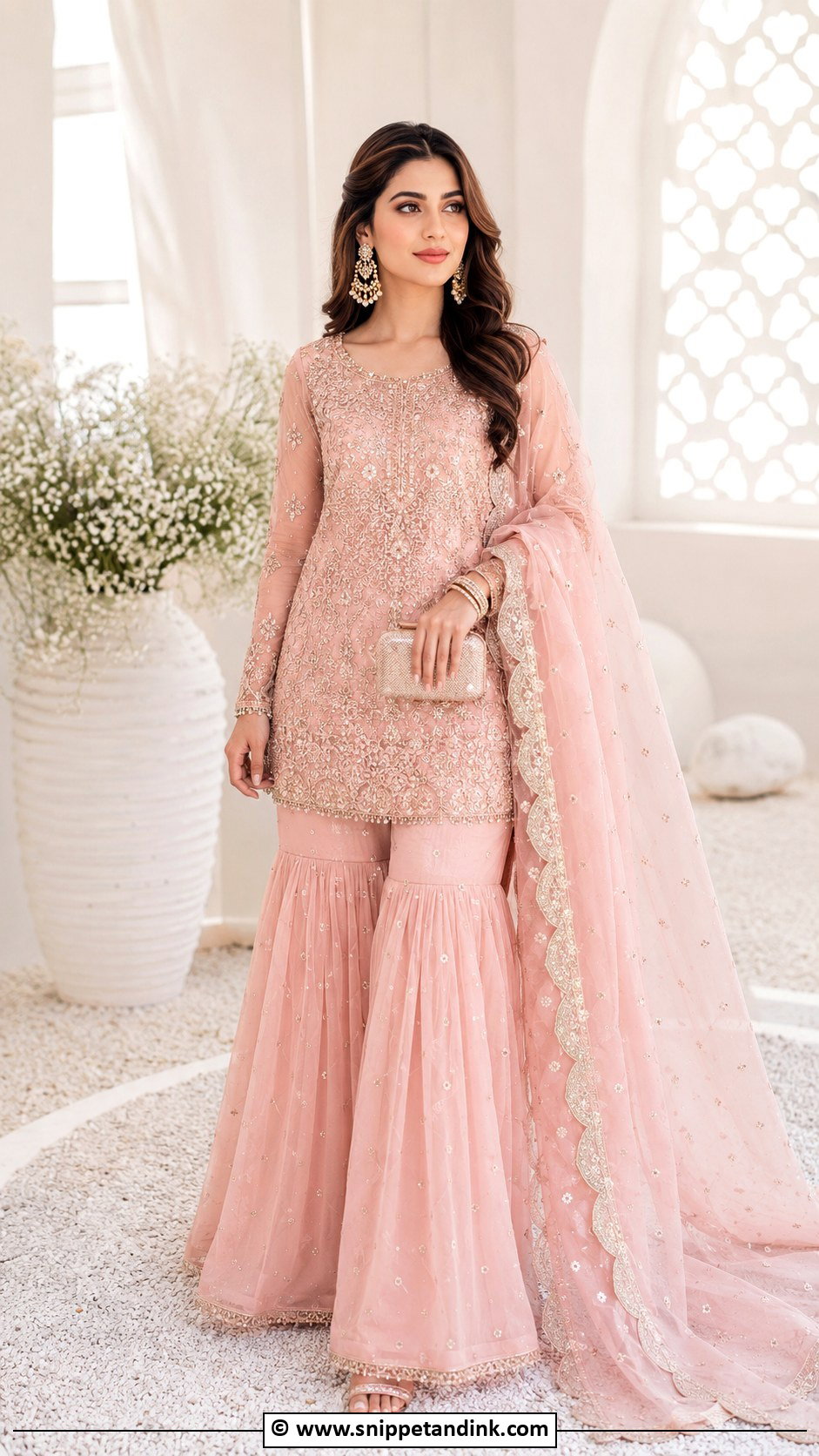 Pastel Pink Gharara Dress - Snippet and Ink - 25 Grara Dress Pakistani Wedding Ideas