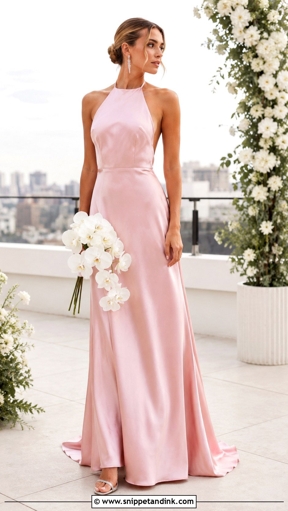 Pastel Pink Halter Wedding Dress - Snippet and Ink - 20 Pastel Pink Wedding Dress Ideas