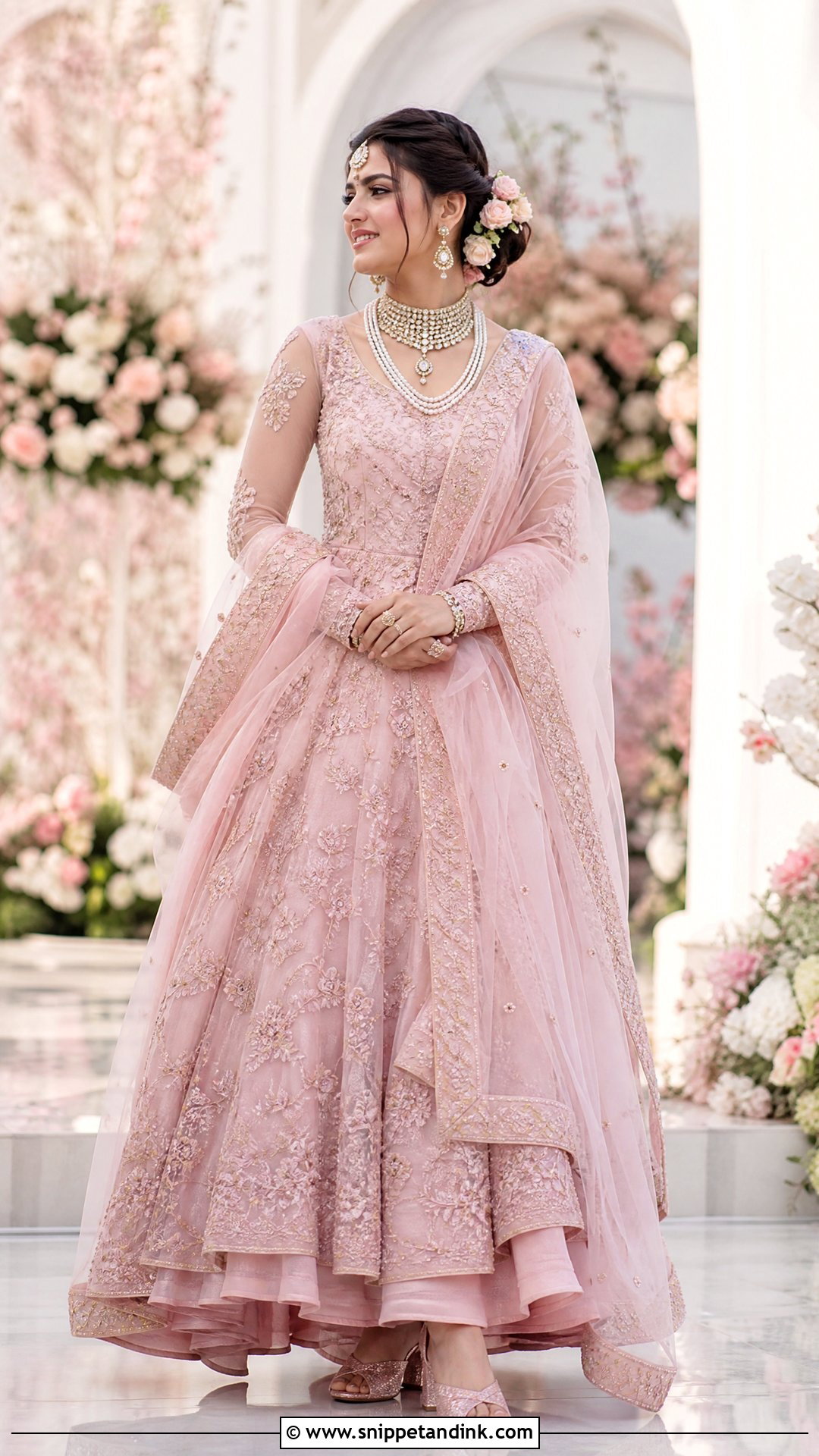 Pastel Pink Indian Bridal Gown - Snippet and Ink - 20 Indian Bridal Gown Ideas