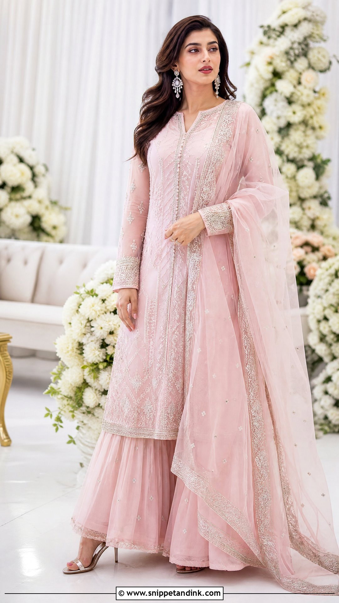Pastel Pink Long Shirt With Lehenga - Snippet and Ink - 25 Pakistani Long Shirt Wedding Dress Ideas