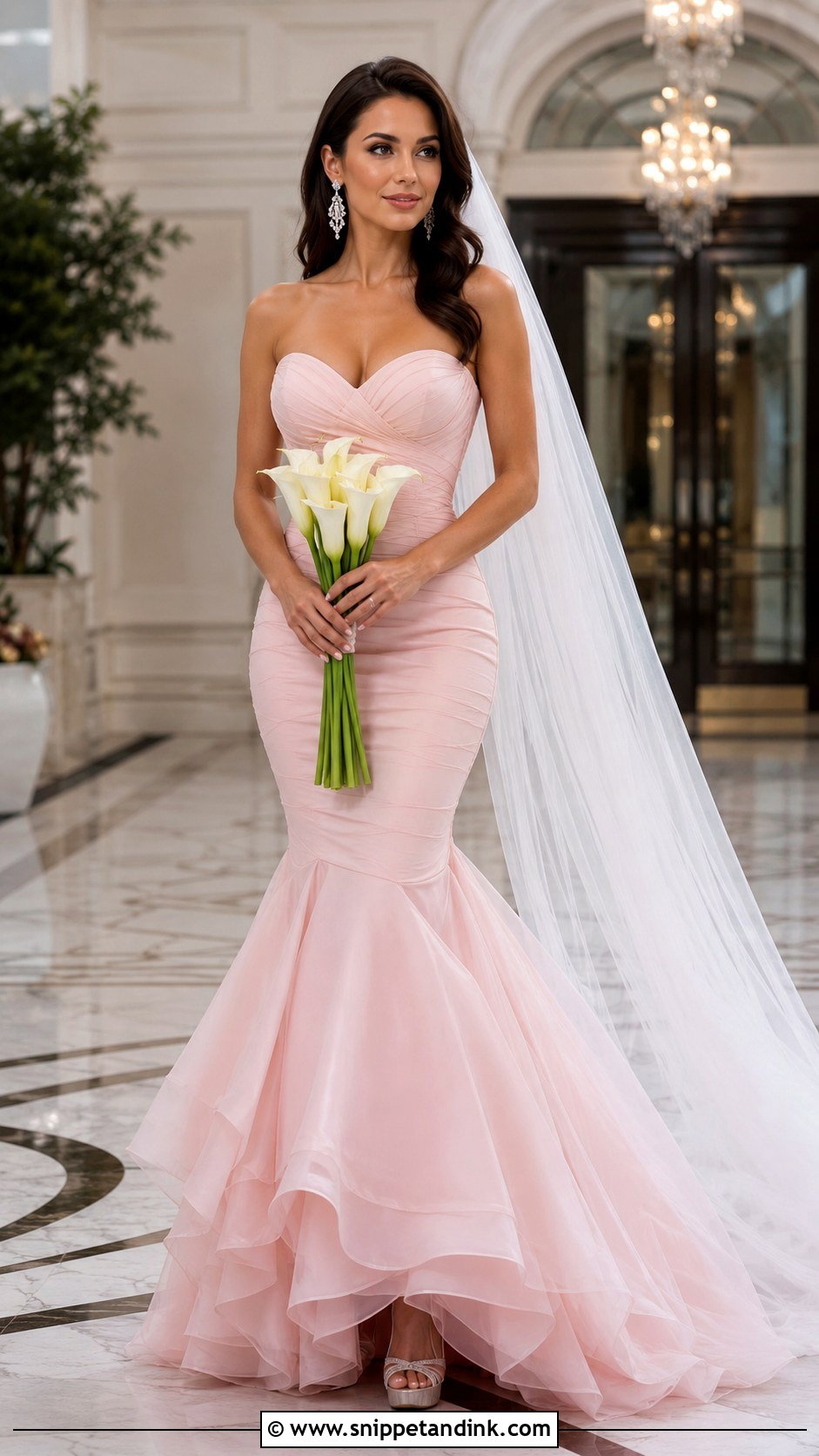 Pastel Pink Mermaid Wedding Dress - Snippet and Ink - 20 Pastel Pink Wedding Dress Ideas