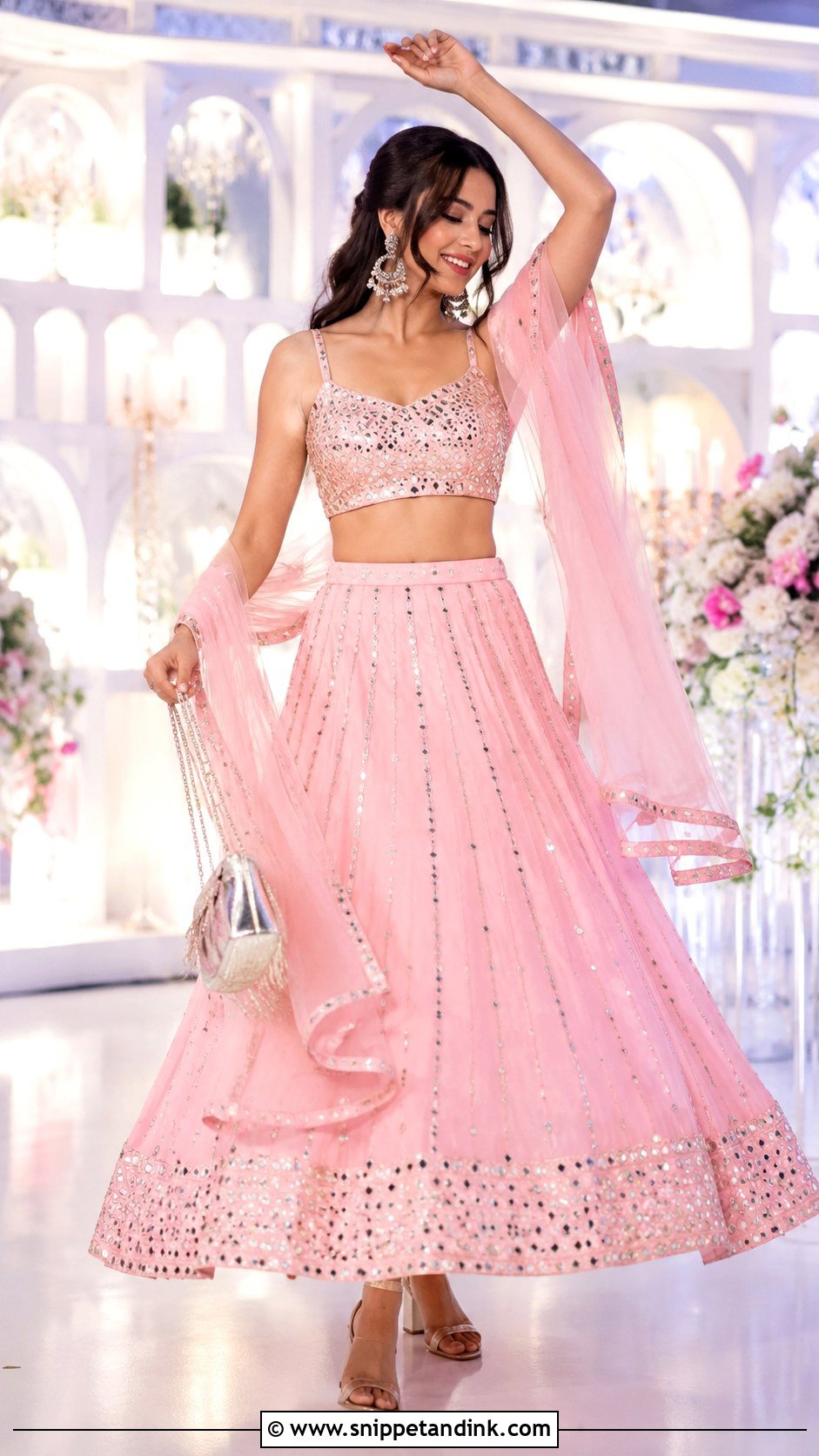 Pastel Pink Mirror Work Choli - Snippet and Ink - 20 Wedding Choli Ideas