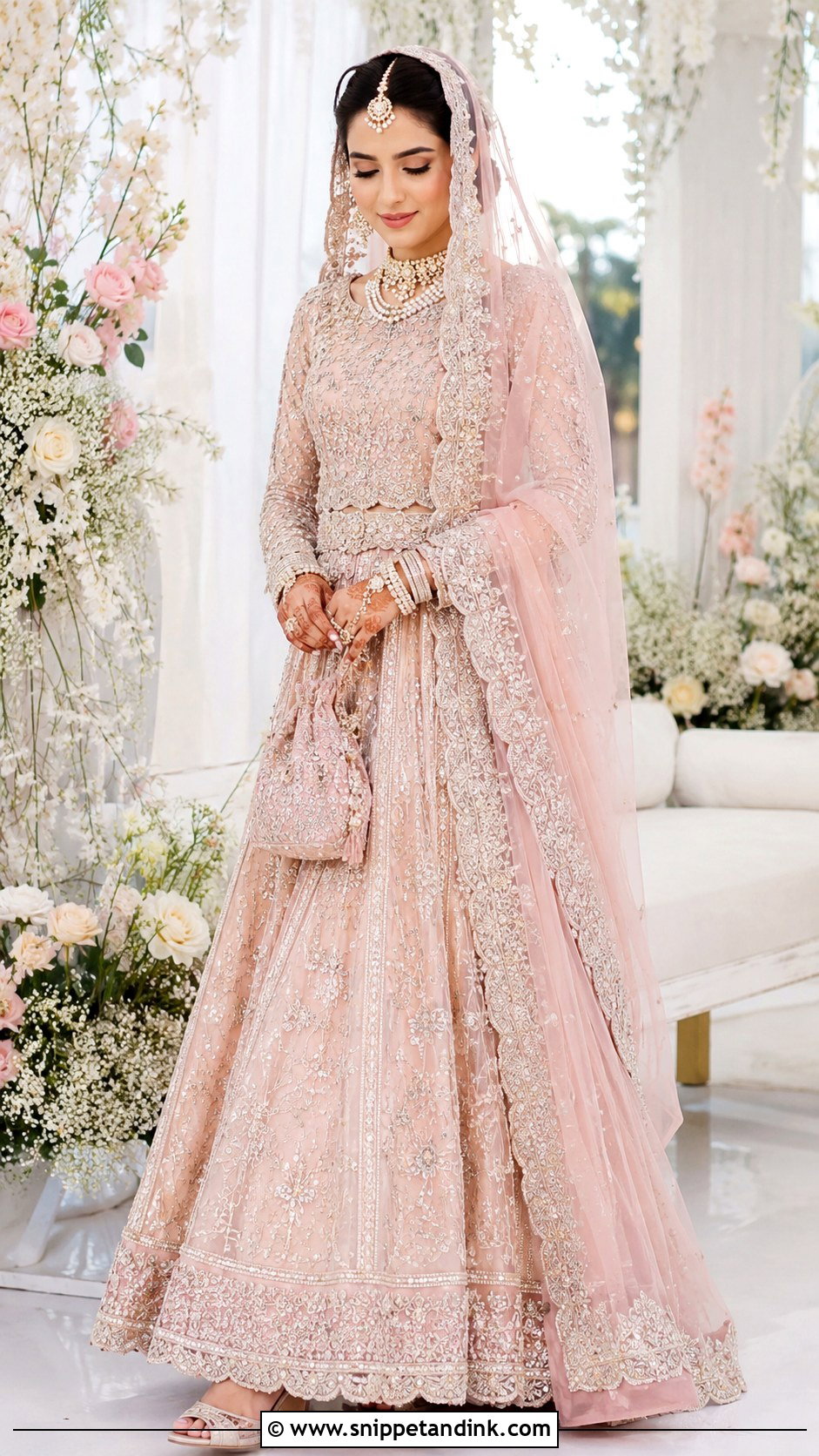 Pastel Pink Muslim Bridal Lehenga - Snippet and Ink - 30 Indian Muslim Bridal Dress Ideas
