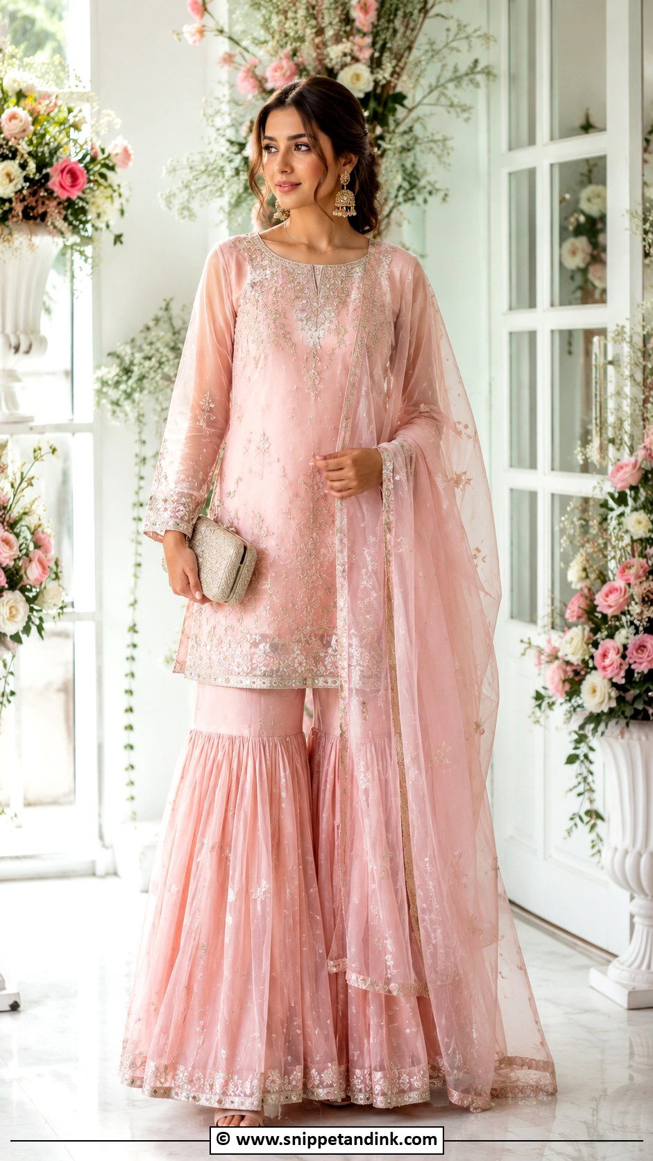 Pastel Pink Nikah Gharara Outfit - Snippet and Ink - 35 Nikah Outfit Ideas