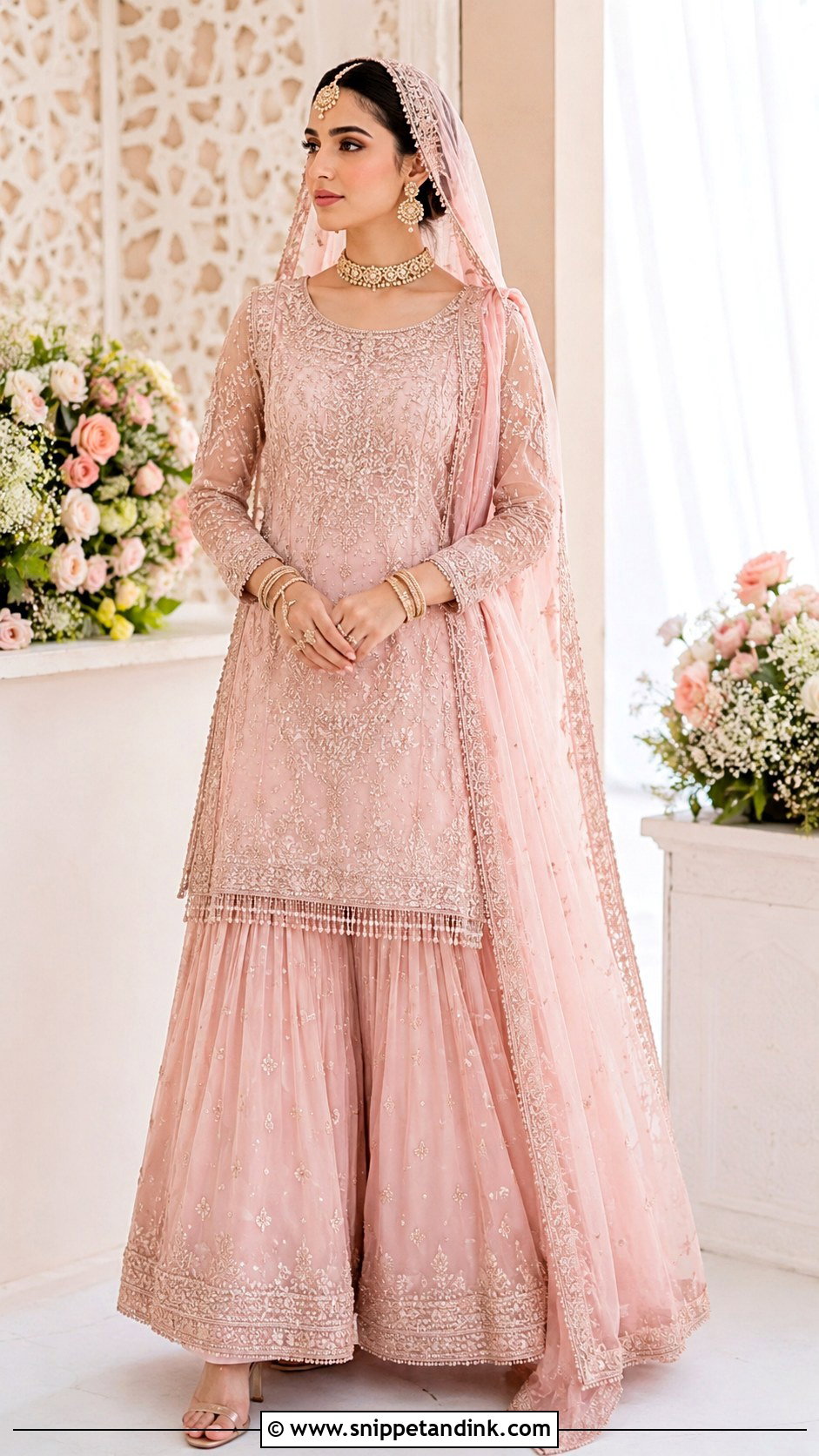 Pastel Pink Nikah Sharara Outfit - Snippet and Ink - 25 Nikah Outfit Muslim Pakistani Bridal Ideas