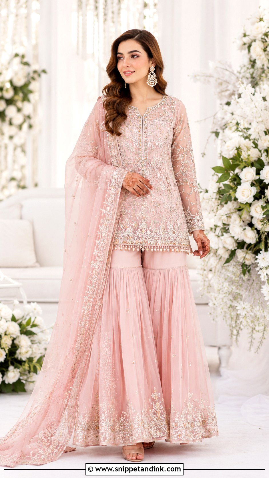 Pastel Pink Nikah Sharara With Organza Dupatta - Snippet and Ink - 25 Pakistani Nikah Bridal Wear Ideas
