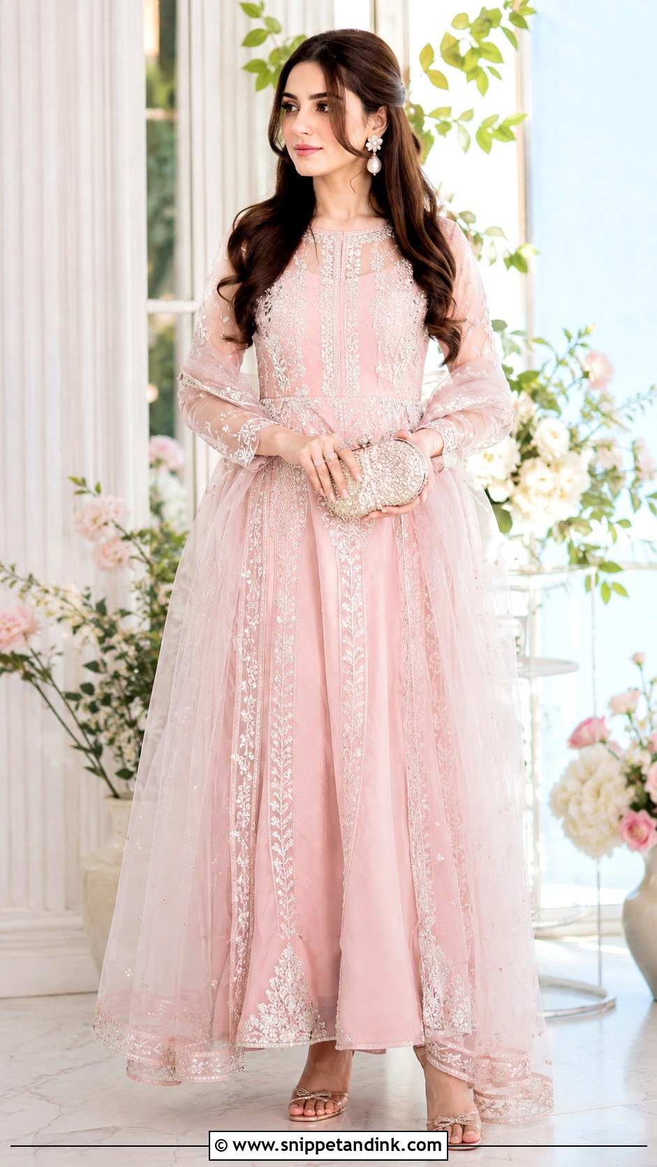 Pastel Pink Nikkah Dress With Net Dupatta - Snippet and Ink - 25 Simple Nikkah Dress Ideas