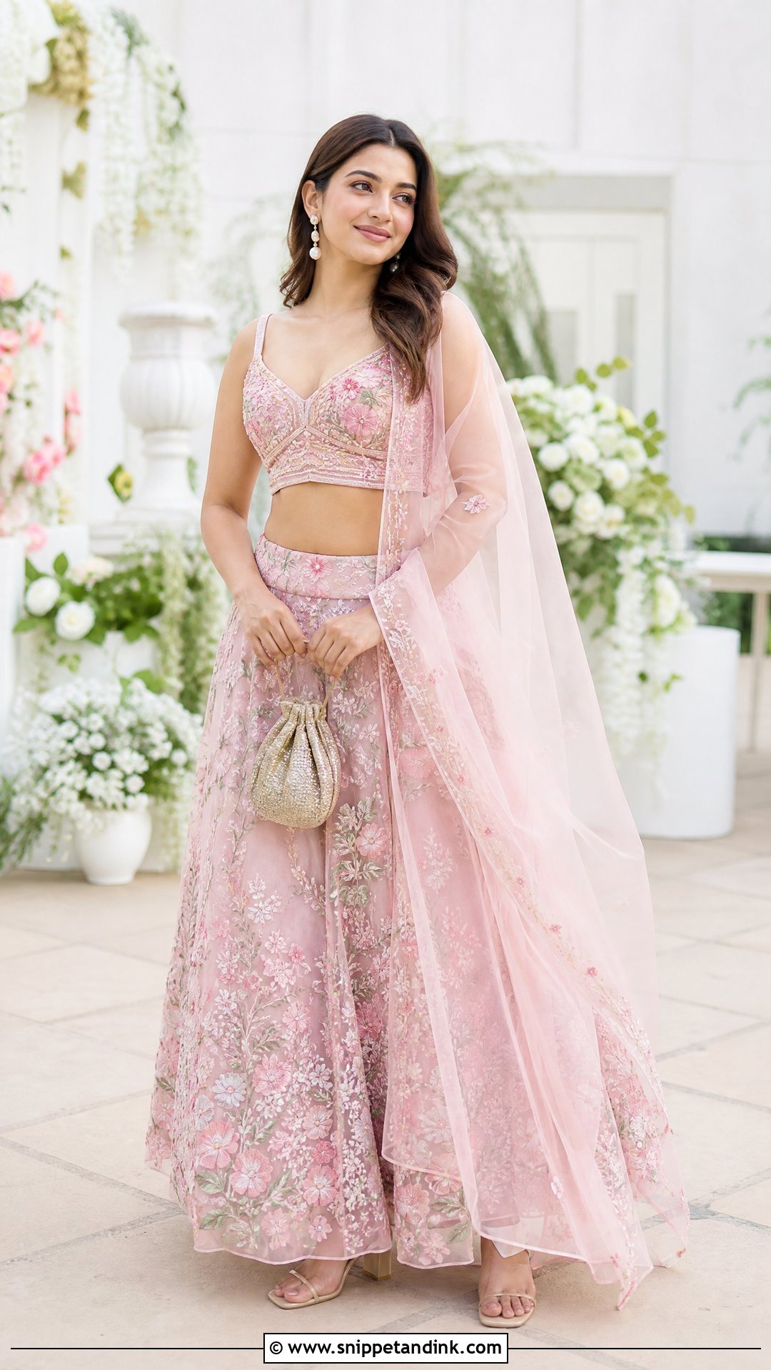Pastel Pink Organza Party Lehenga - Snippet and Ink - 20 Party Lengha Ideas
