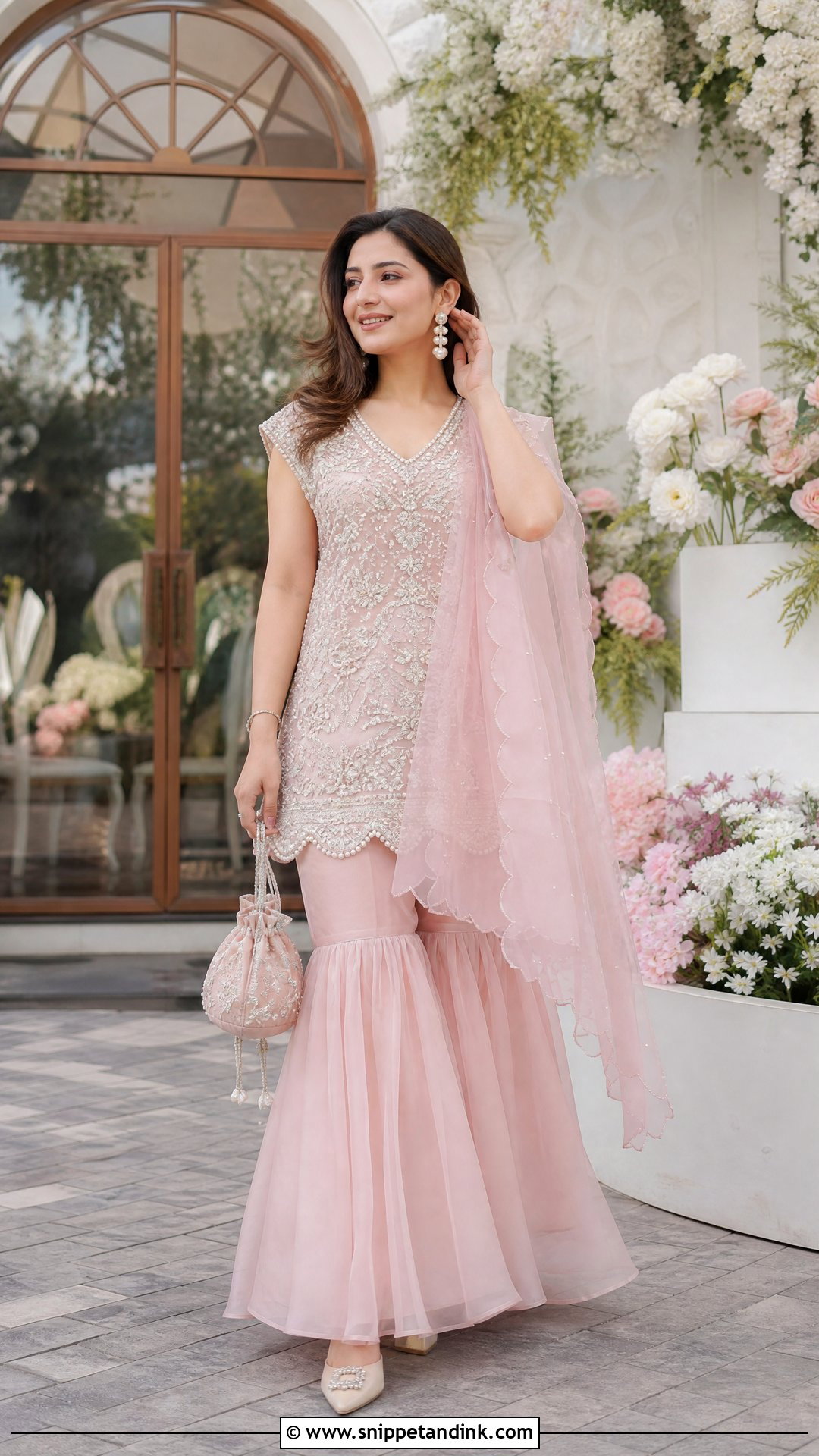 Pastel Pink Organza Sharara Outfit - Snippet and Ink - 20 Sharara Party Wear Ideas