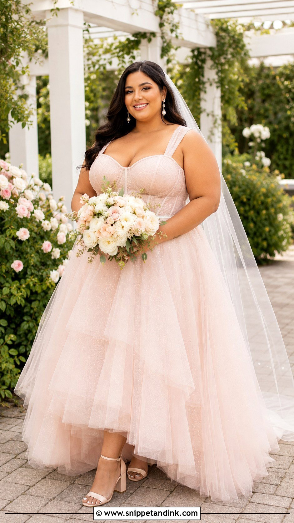 Pastel Pink Plus Size Wedding Dress - Snippet and Ink - 20 Pastel Pink Wedding Dress Ideas