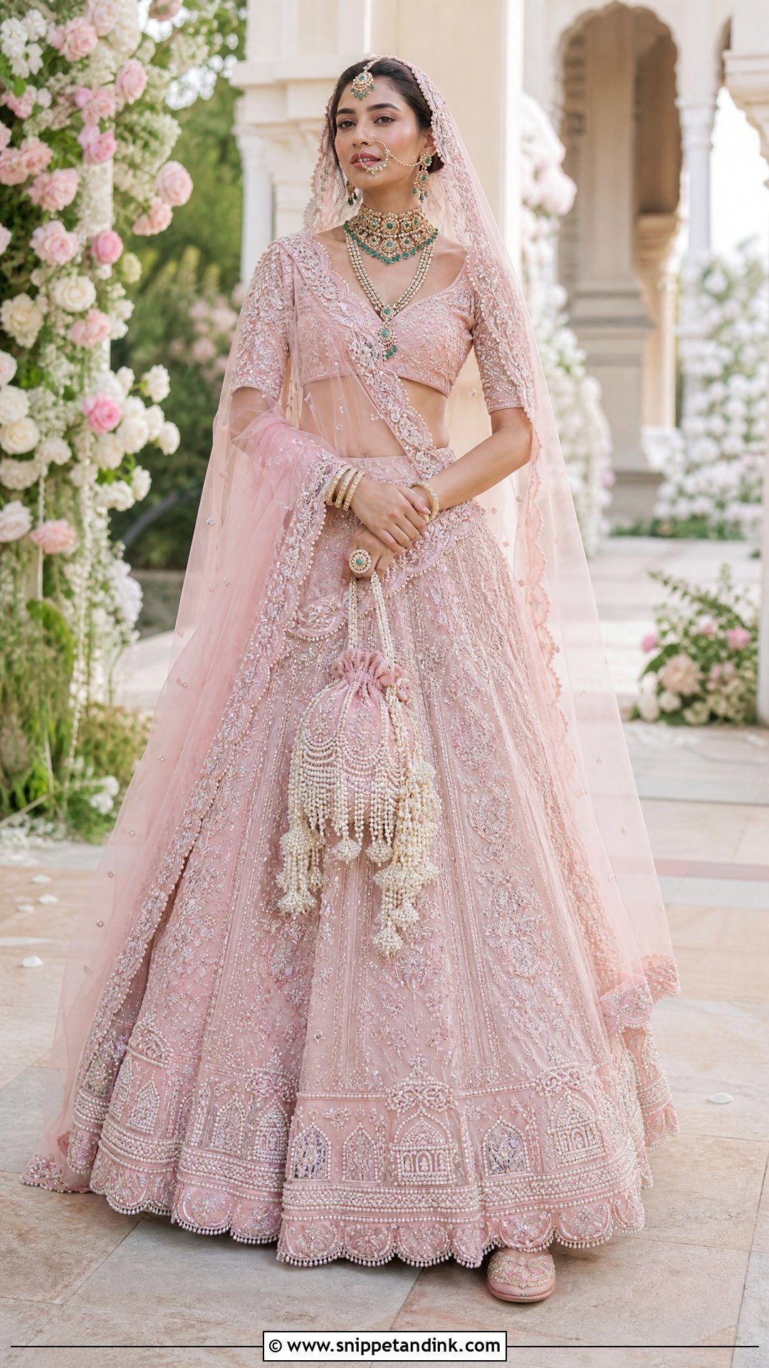 Pastel Pink Rajwadi Bridal Lehenga - Snippet and Ink - 20 Rajwadi Bride Ideas