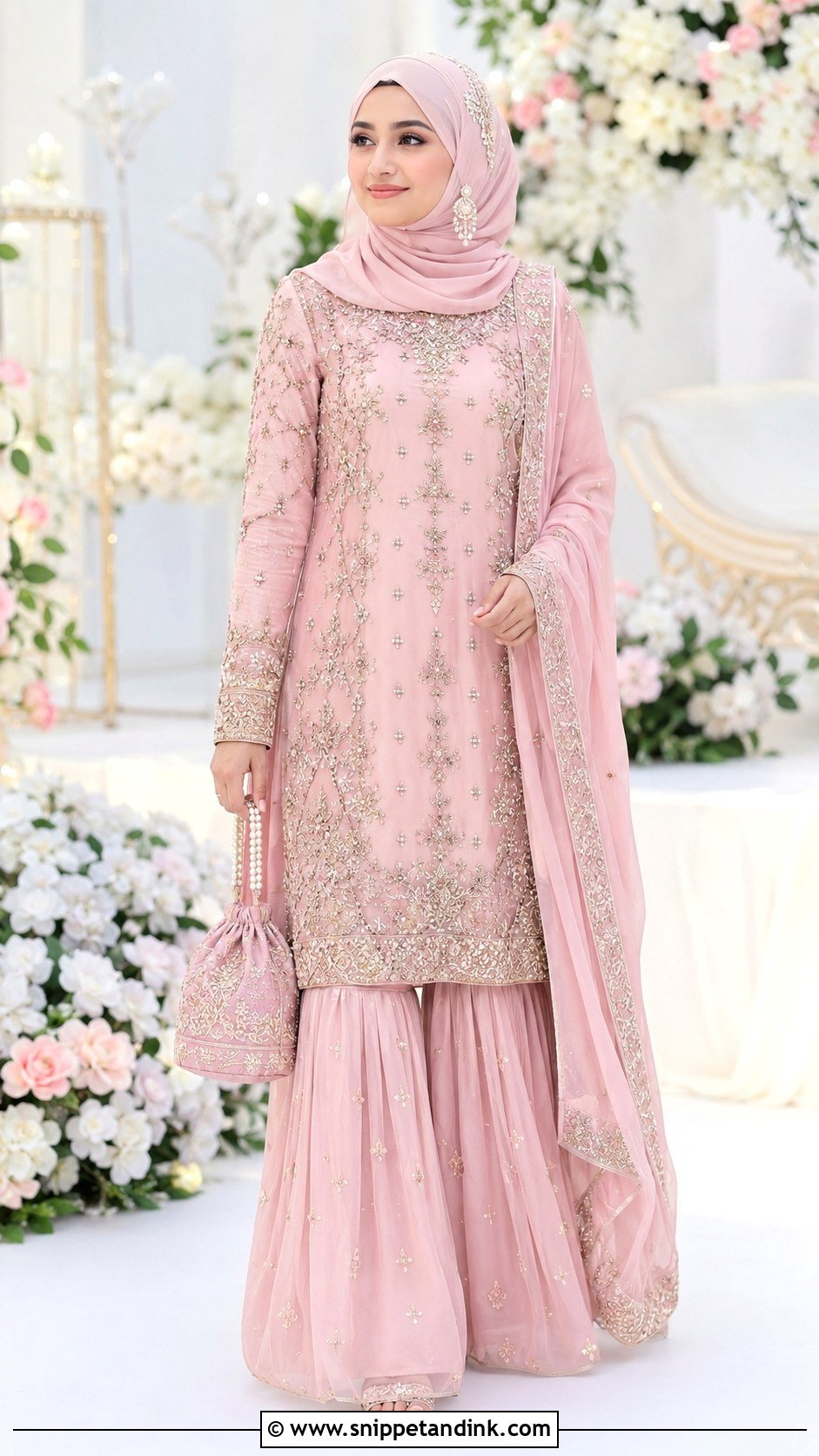 Pastel Pink Sharara Bridal Dress - Snippet and Ink - 20 Bridal Muslim Dresses