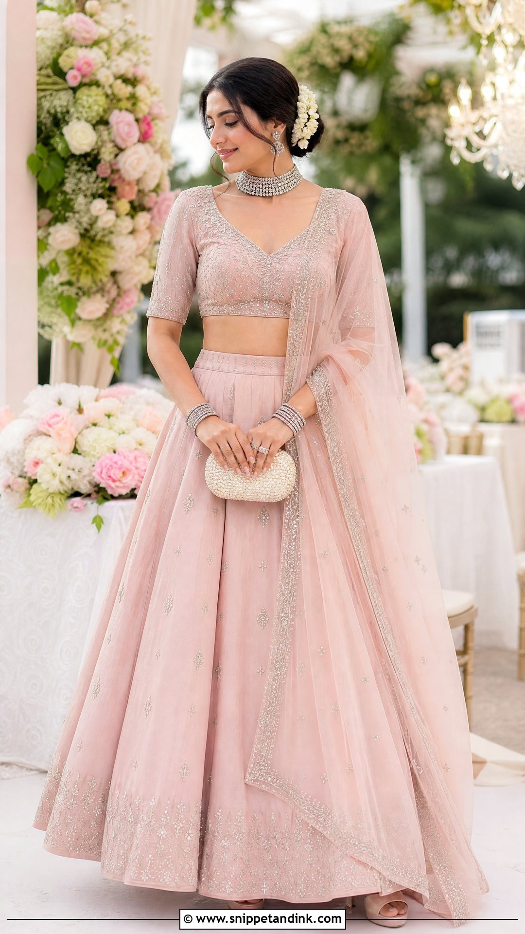Pastel Pink Sri Lankan Bride Lehenga Outfit - Snippet and Ink - 20 Srilankan Bride Ideas