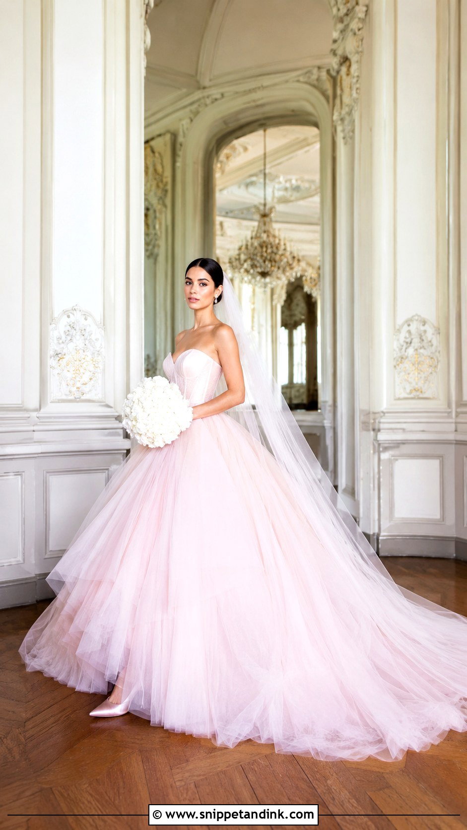Pastel Pink Tulle Ball Gown Wedding Dress - Snippet and Ink - 20 Pastel Pink Wedding Dress Ideas