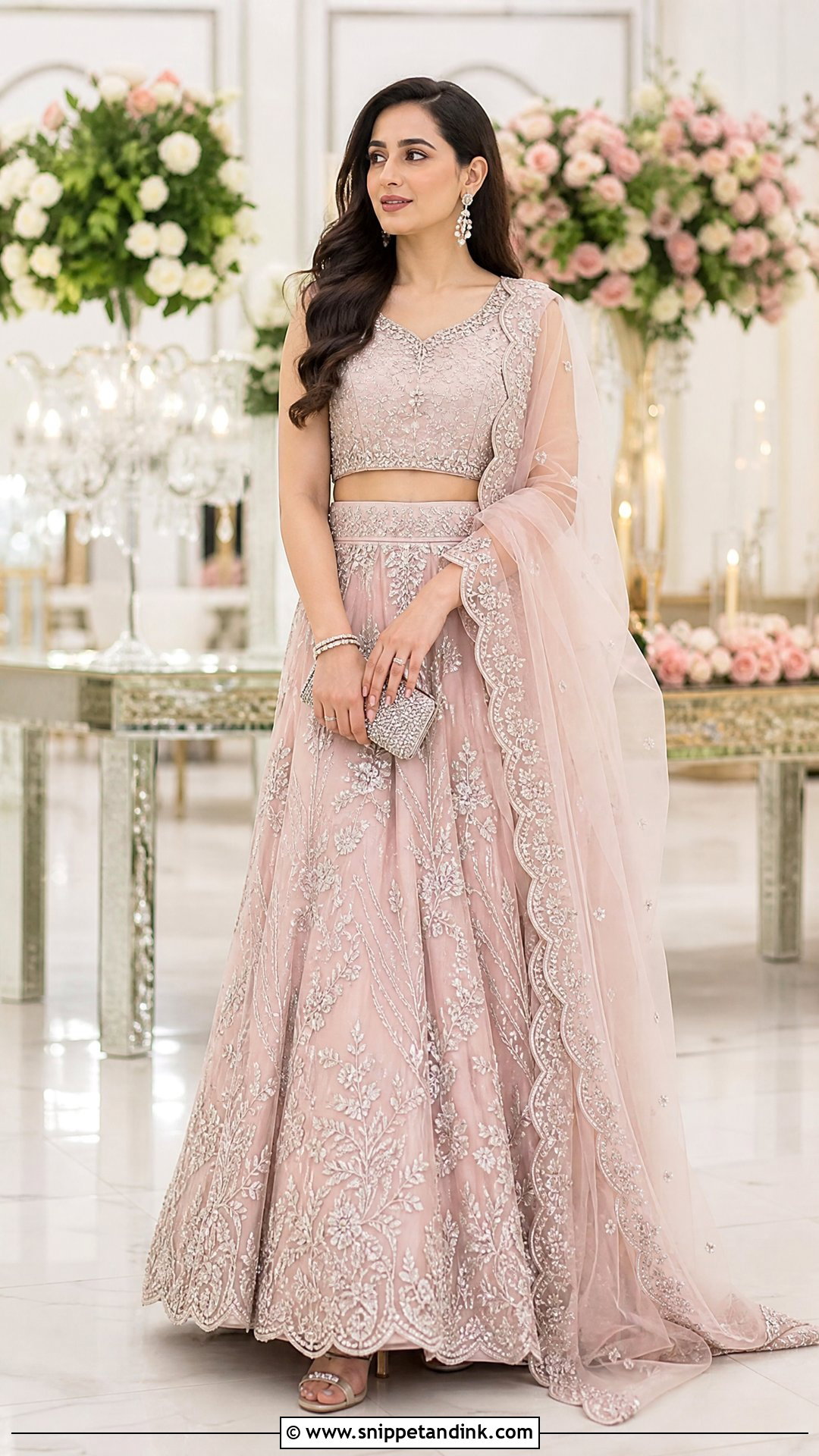 Pastel Pink Walima Dress With Lehenga - Snippet and Ink - 25 Walima Dress for Bride Sister Ideas