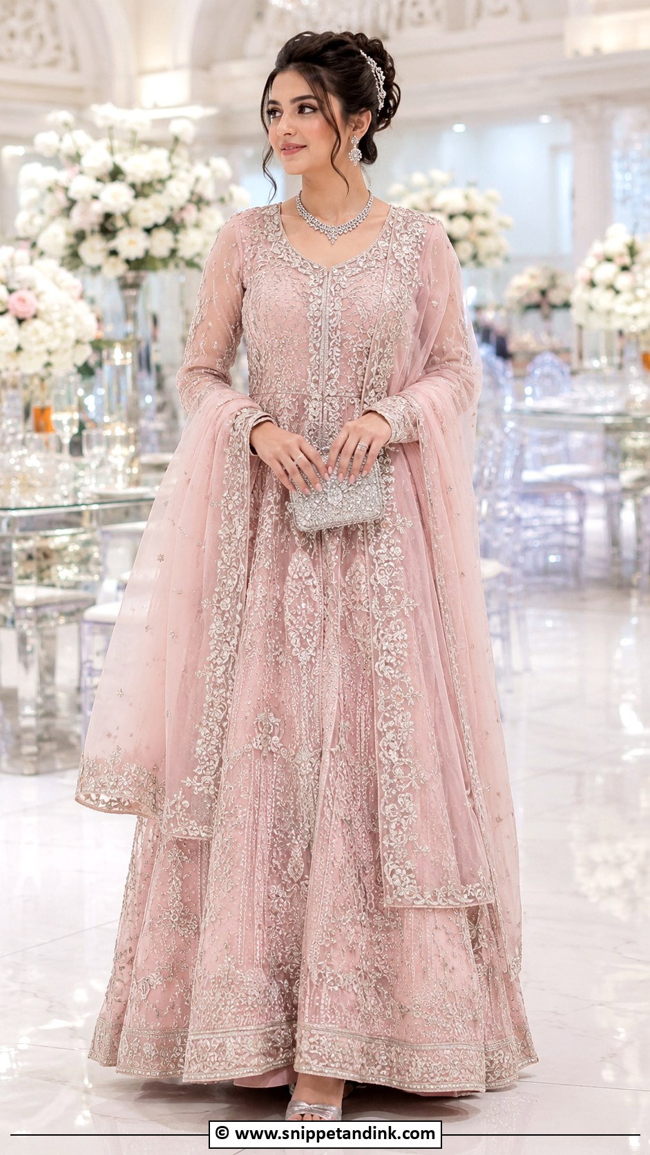 Pastel Pink Walima Maxi Dress - Snippet and Ink - 35 Walima Dresses Pakistani Brides