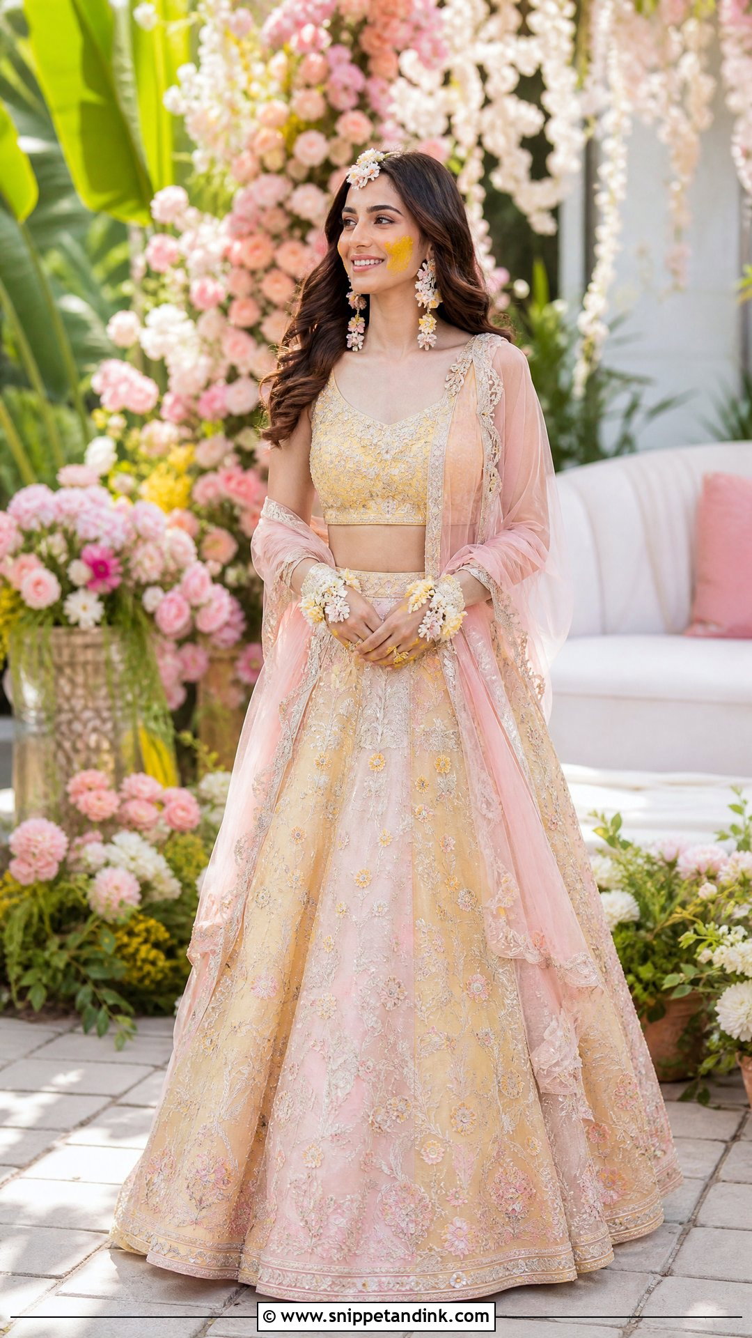 Pastel Pithi Lehenga For Bride - Snippet and Ink - 25 Pithi Outfit Brides Ideas