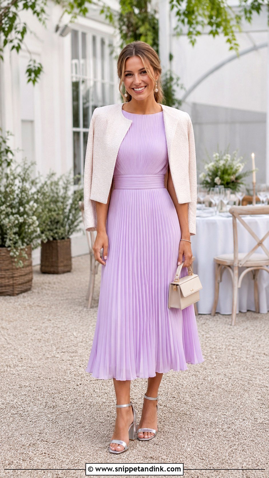 Pastel Pleated Dress Wedding Guest Outfit - Snippet and Ink - 20 Best Lady Style for Wedding Ideas