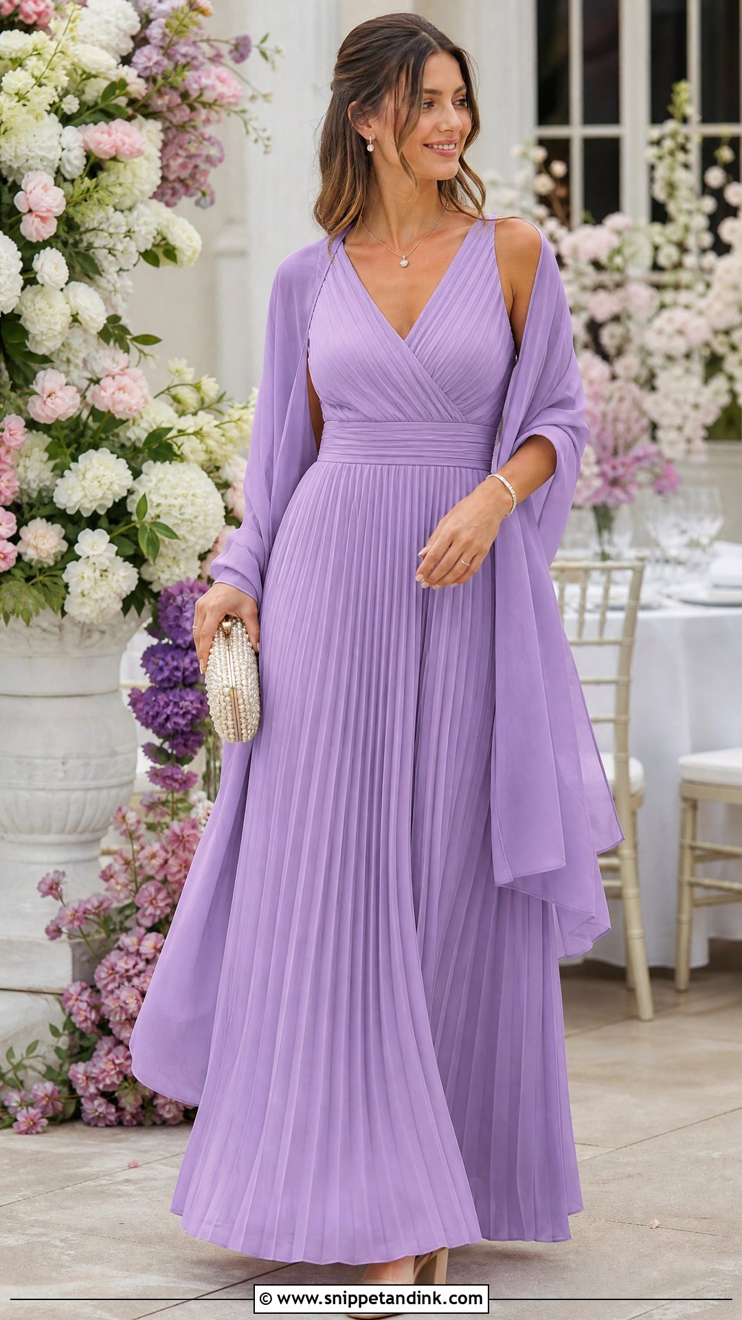 Pastel Pleated Gown Outfit - Snippet and Ink - 20 Womens Gown Ideas