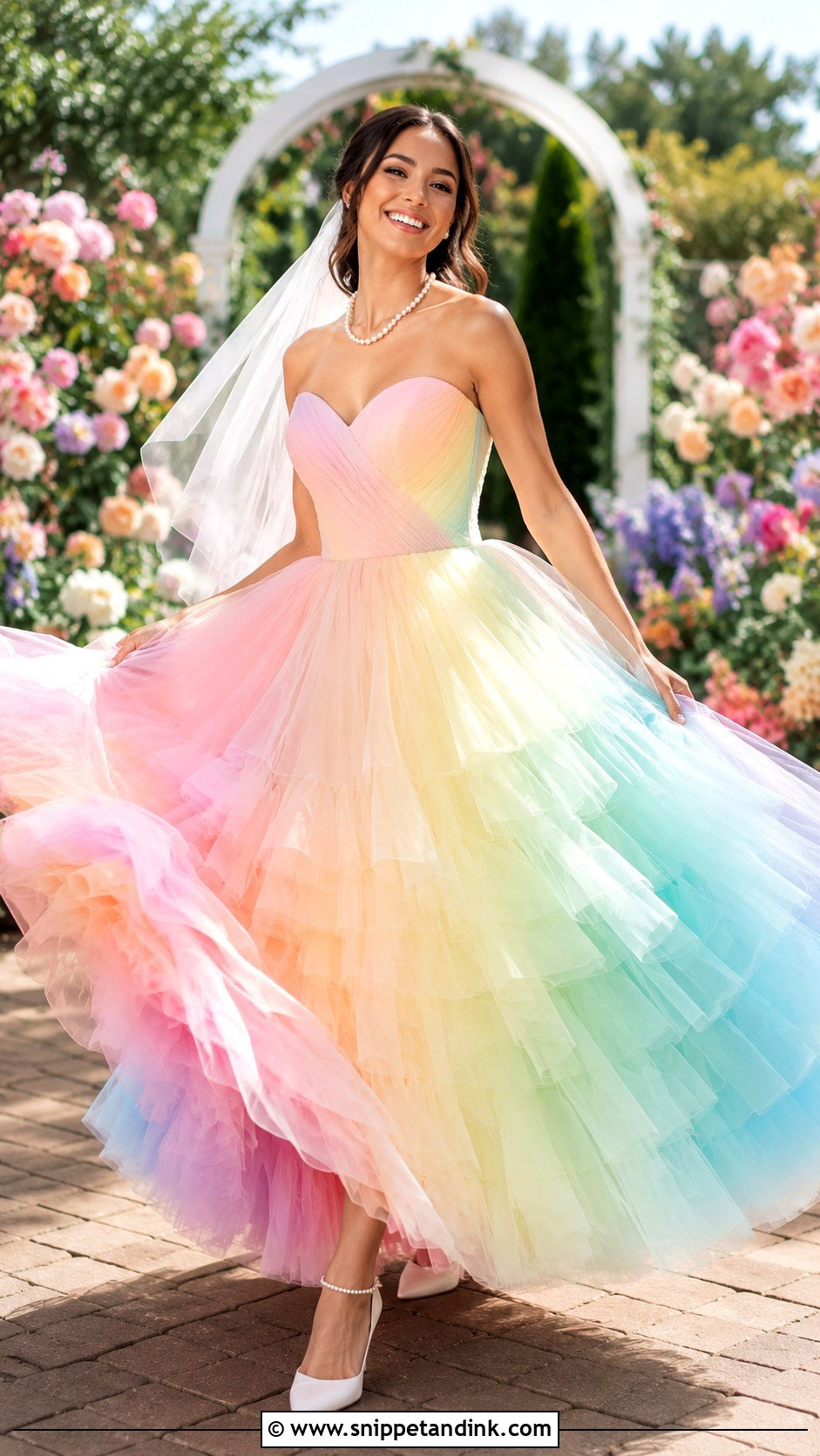 Pastel Rainbow Wedding Dress With White Shoes - Snippet and Ink - 25 Wedding Dresses with Color