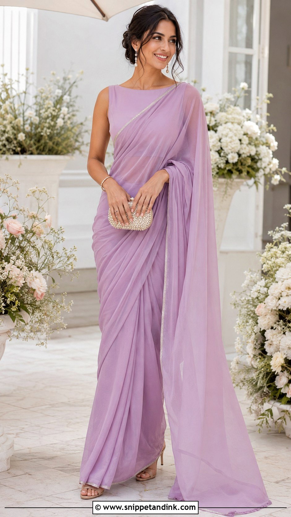 Pastel Sadi Dress With Pearl Accessories - Snippet and Ink - 20 Sadi Dress Ideas