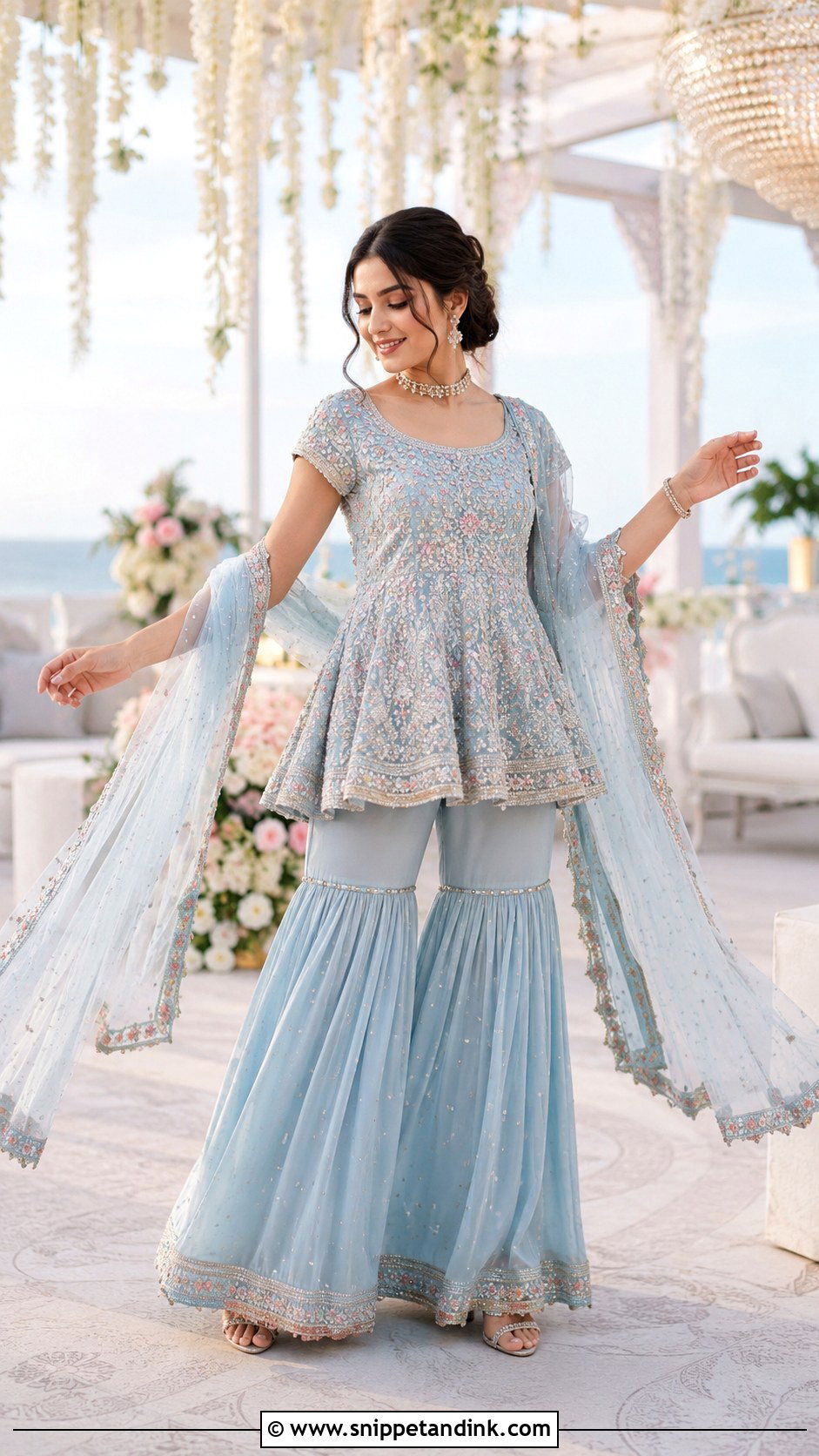 Pastel Sangeet Gharara - Snippet and Ink - 25 Sangeet Outfits for Bride
