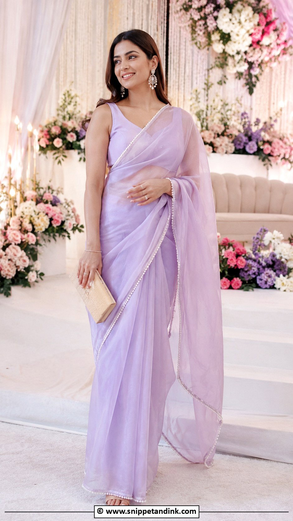 Pastel Saree For Roka Ceremony - Snippet and Ink - 35 Roka Ceremony Outfits